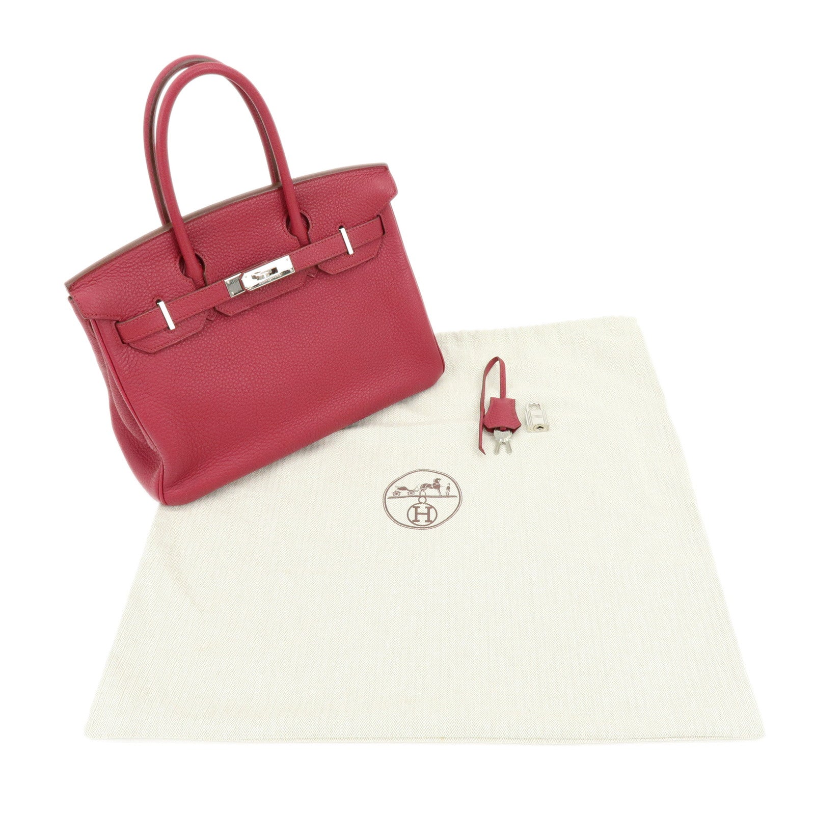 HERMES Birkin 30 Taurillon Clemence Hand Bag Rose Wood