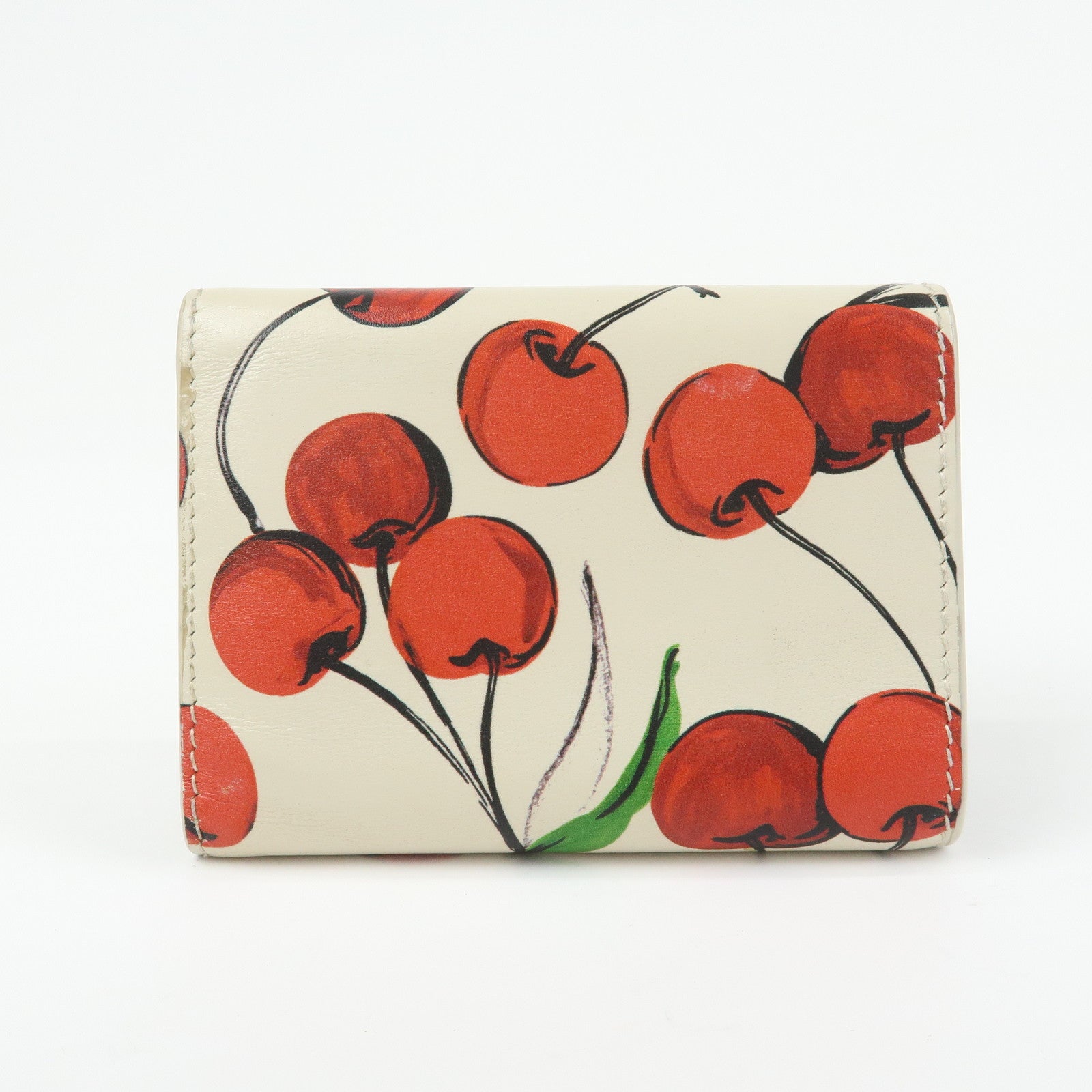 SAINT LAURENT PARIS Leather Compact Tri-fold Wallet Cherry Red