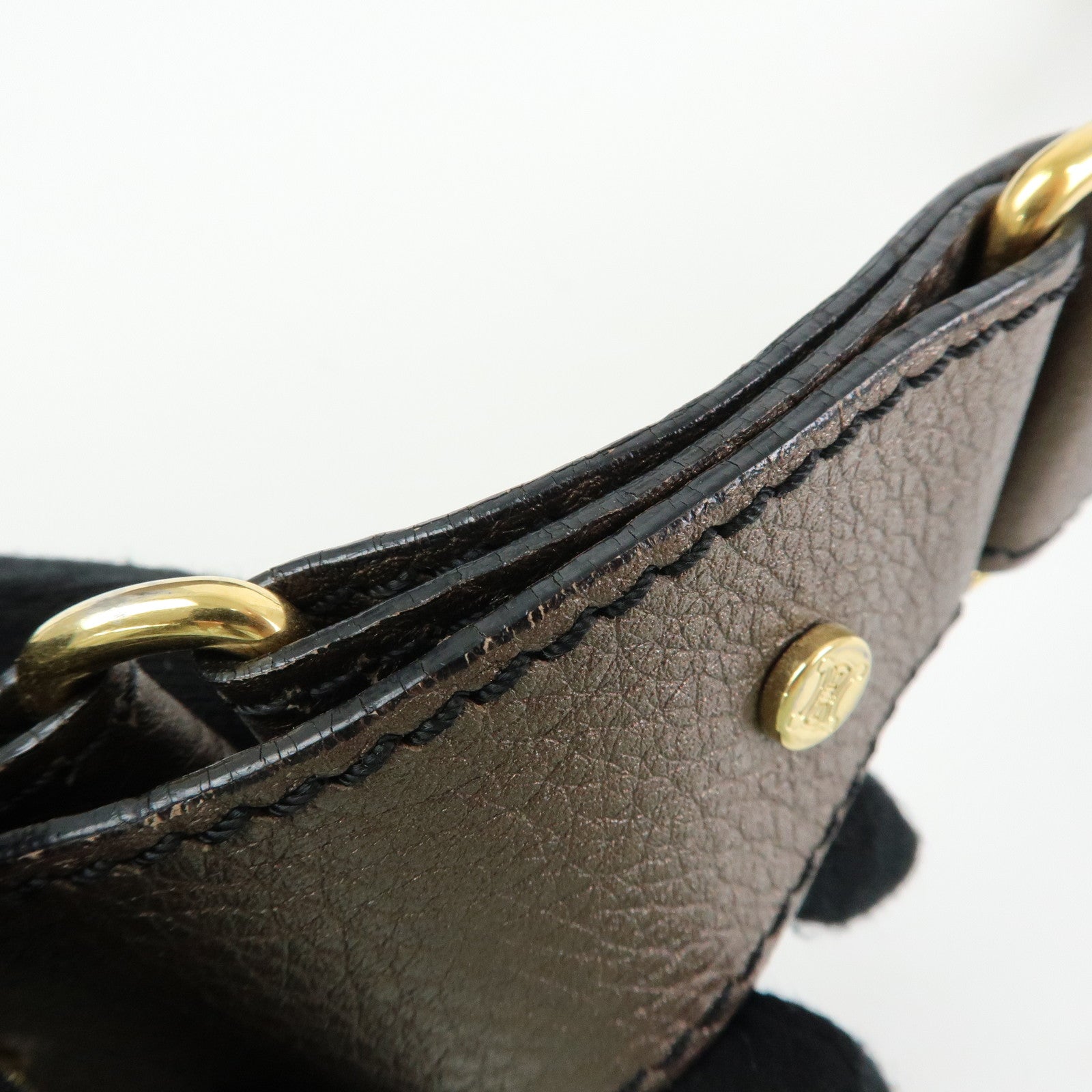 CELINE Triomphe Studs Leather Shoulder Bag Crossbody Bag Bronze