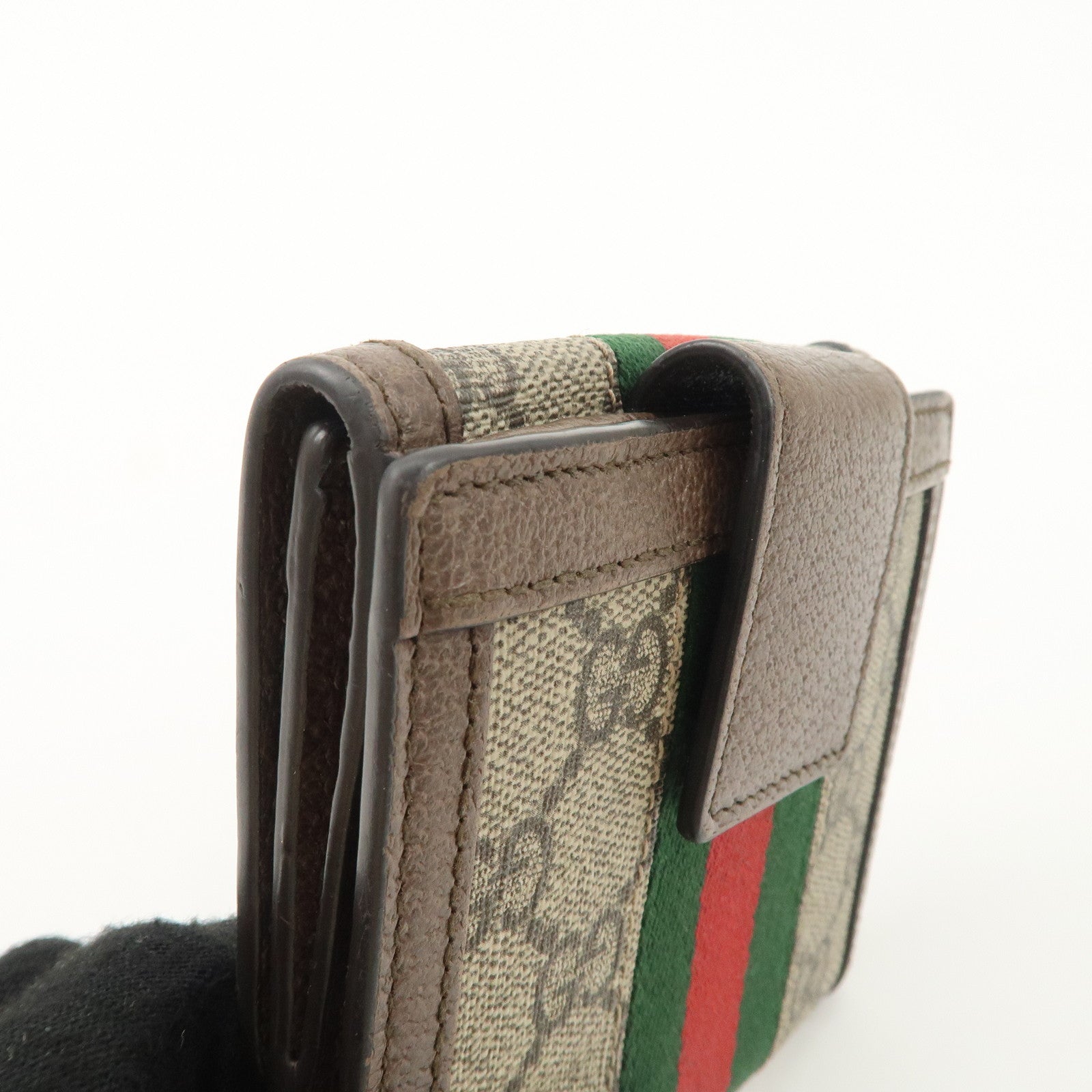 GUCCI Ophidia Sherry GG Supreme Wallet Beige Brown 523173 Used