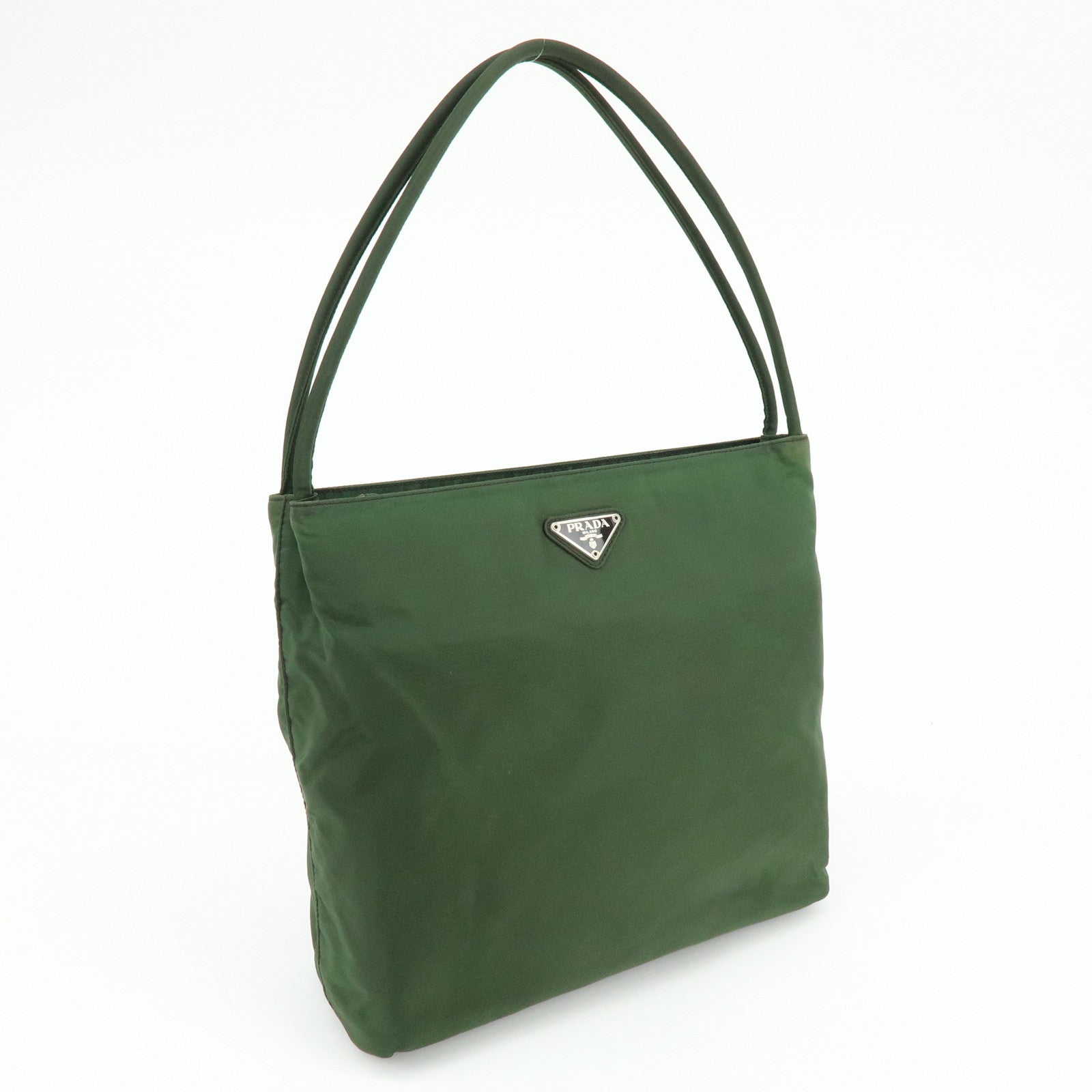 PRADA Triangle Logo Nylon Shoulder Bag Hand Bag Green B6242