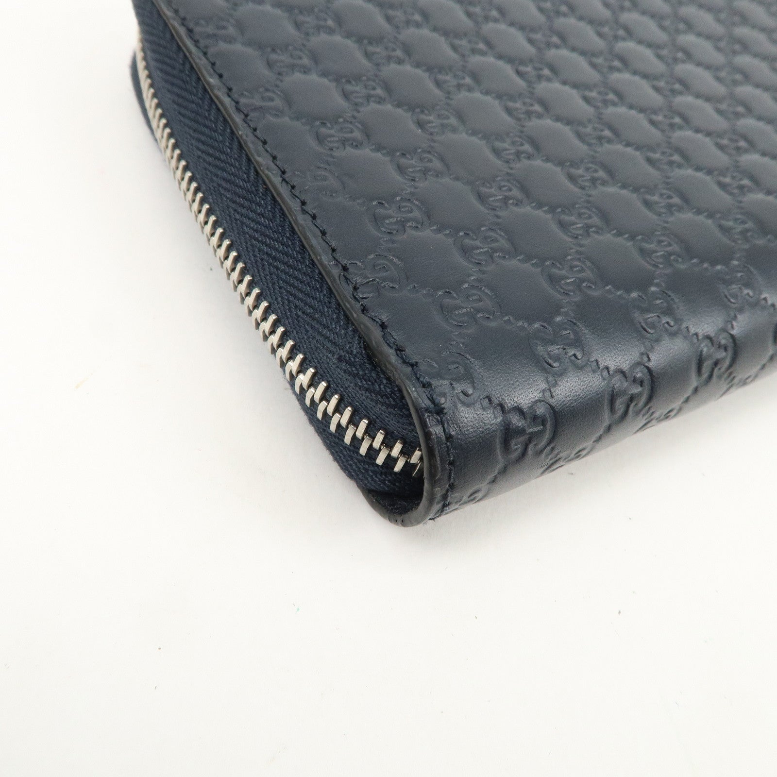 GUCCI Micro Guccissima Leather Zippy Long Wallet Navy 544473