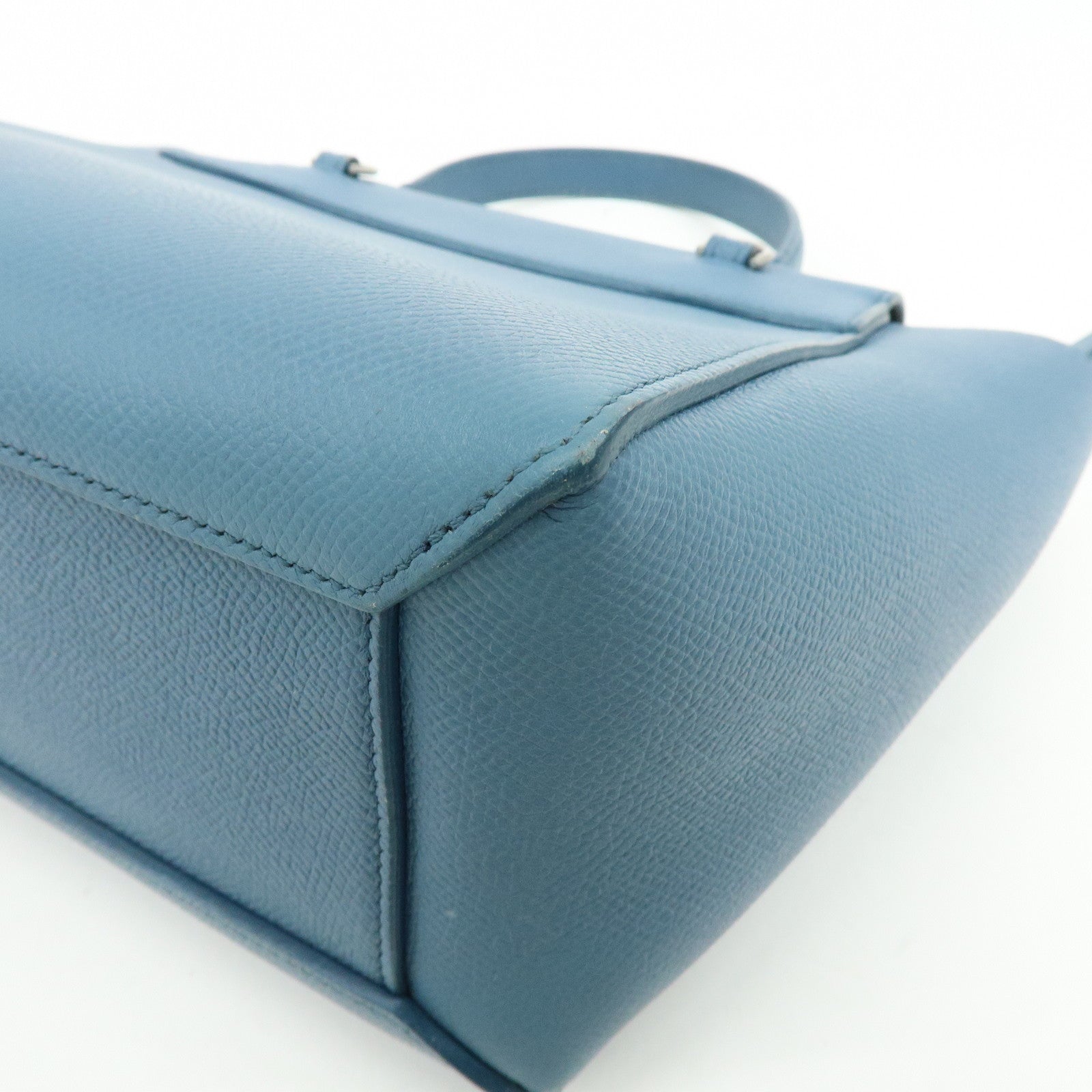 CELINE Belt Bag Leather 2Way Bag Hand Bag Shoulder Bag Blue