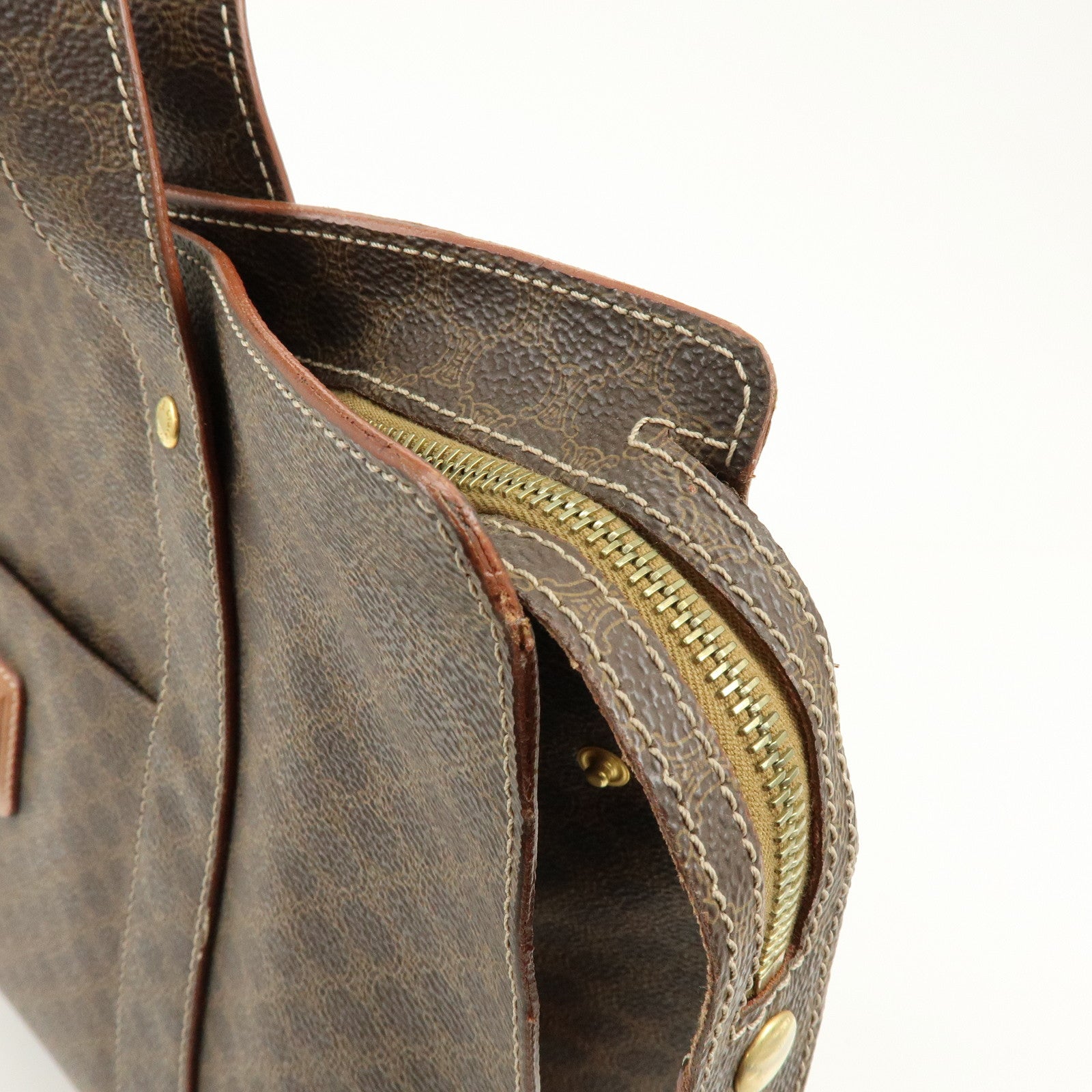 CELINE Macadam PVC Leather Tote Bag Shoulder Bag Brown