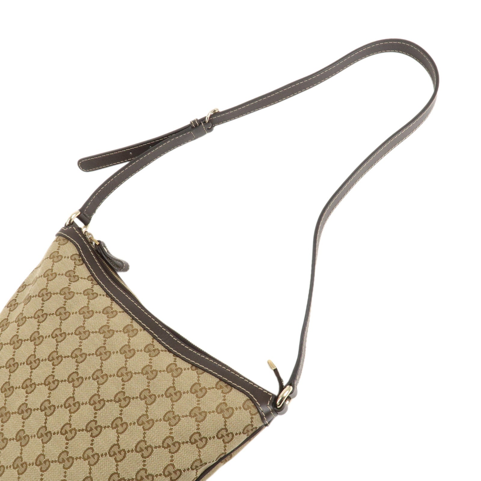 GUCCI Lovely Heart GG Canvas Leather Shoulder Bag Dark Brown 257072 Used