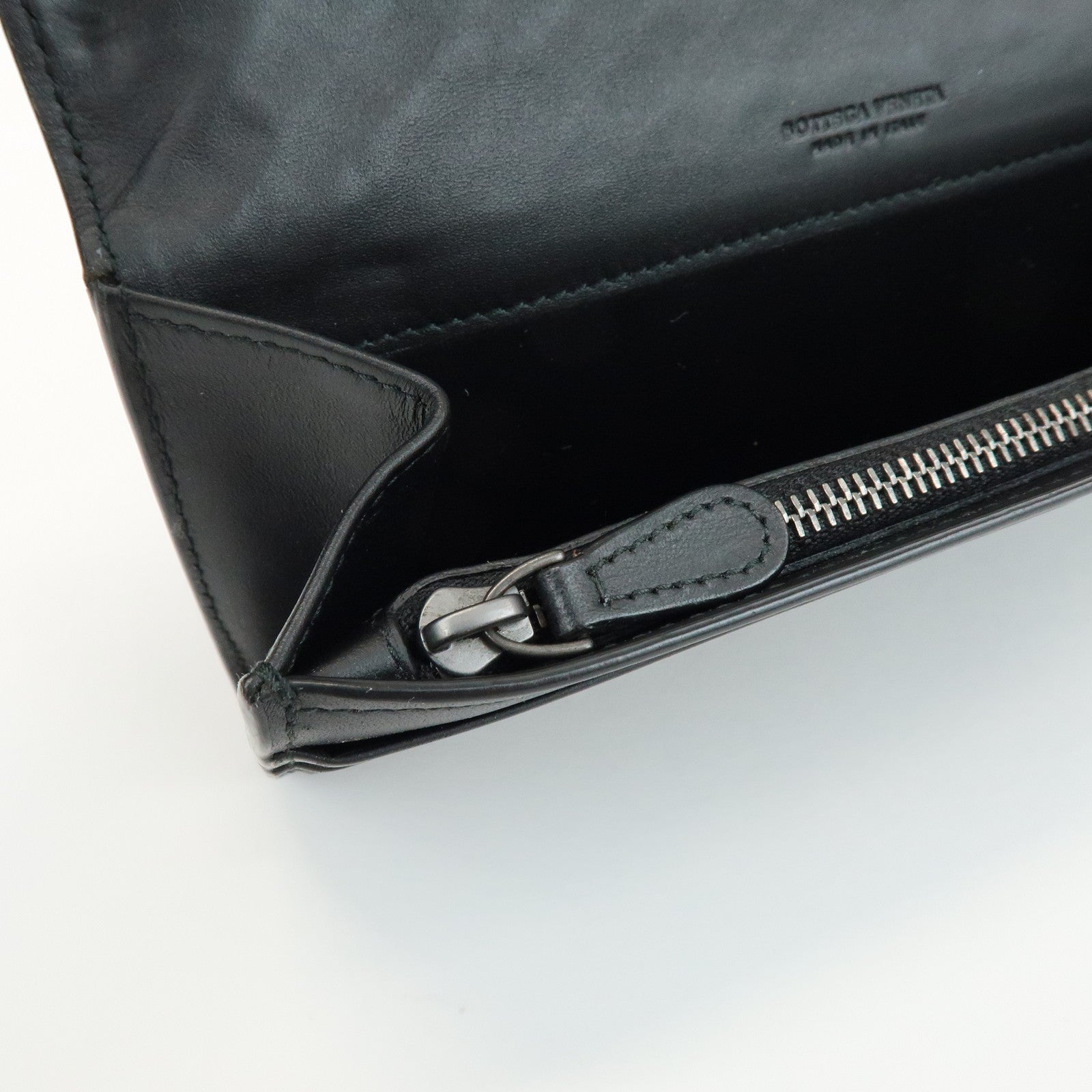 BOTTEGA VENETA Intrecciato Leather Long Wallet Black
