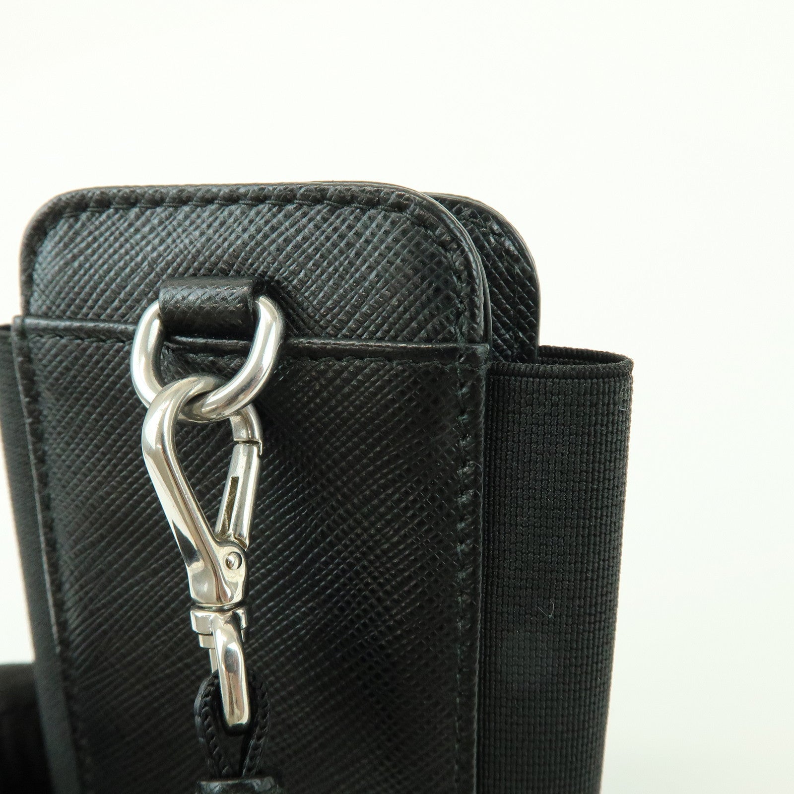 PRADA Triangle Logo Saffiano Leather Nylon Phone Case 1ZT019