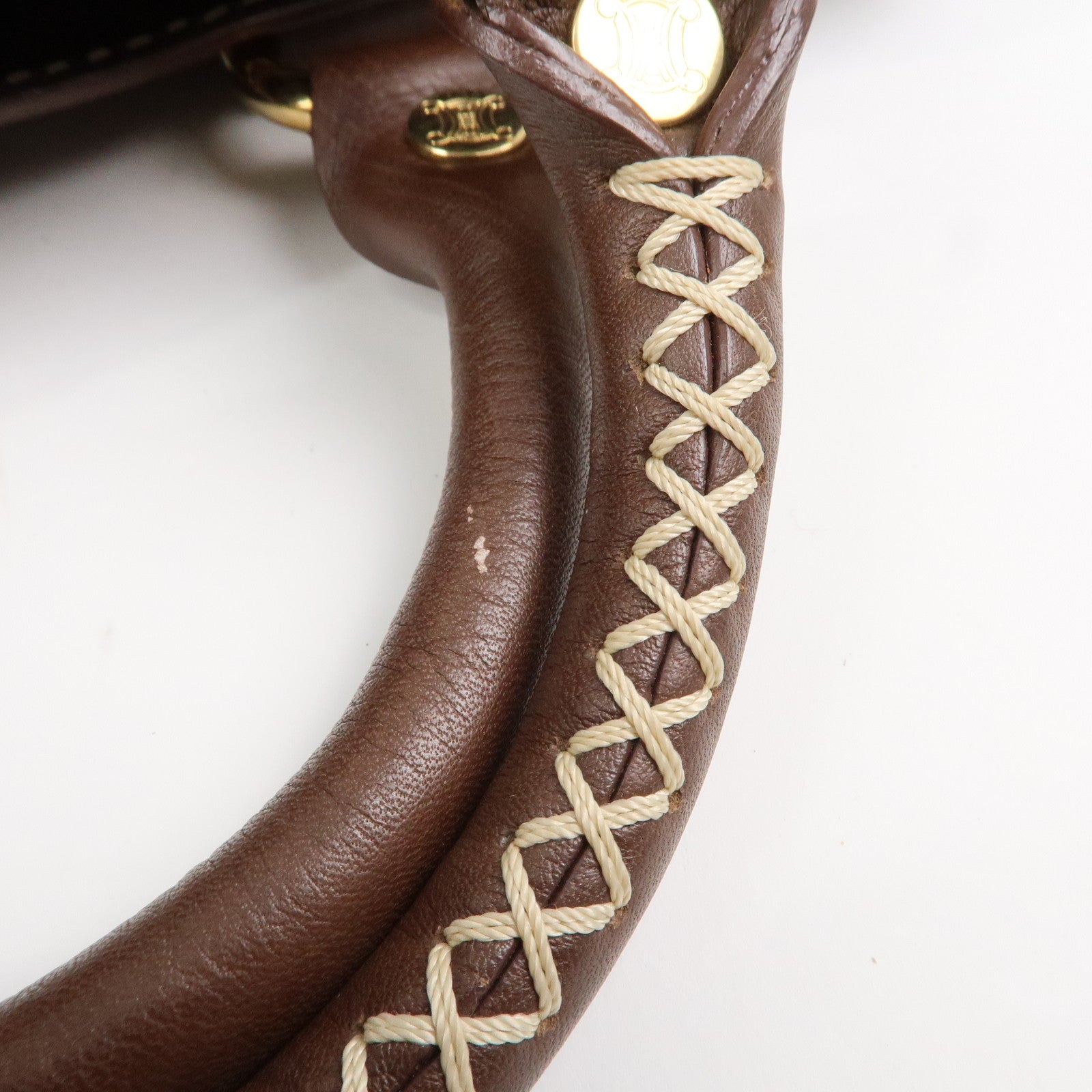 CELINE Leather Boogie Bag Hand Bag Tote Bag Brown Gold HDW