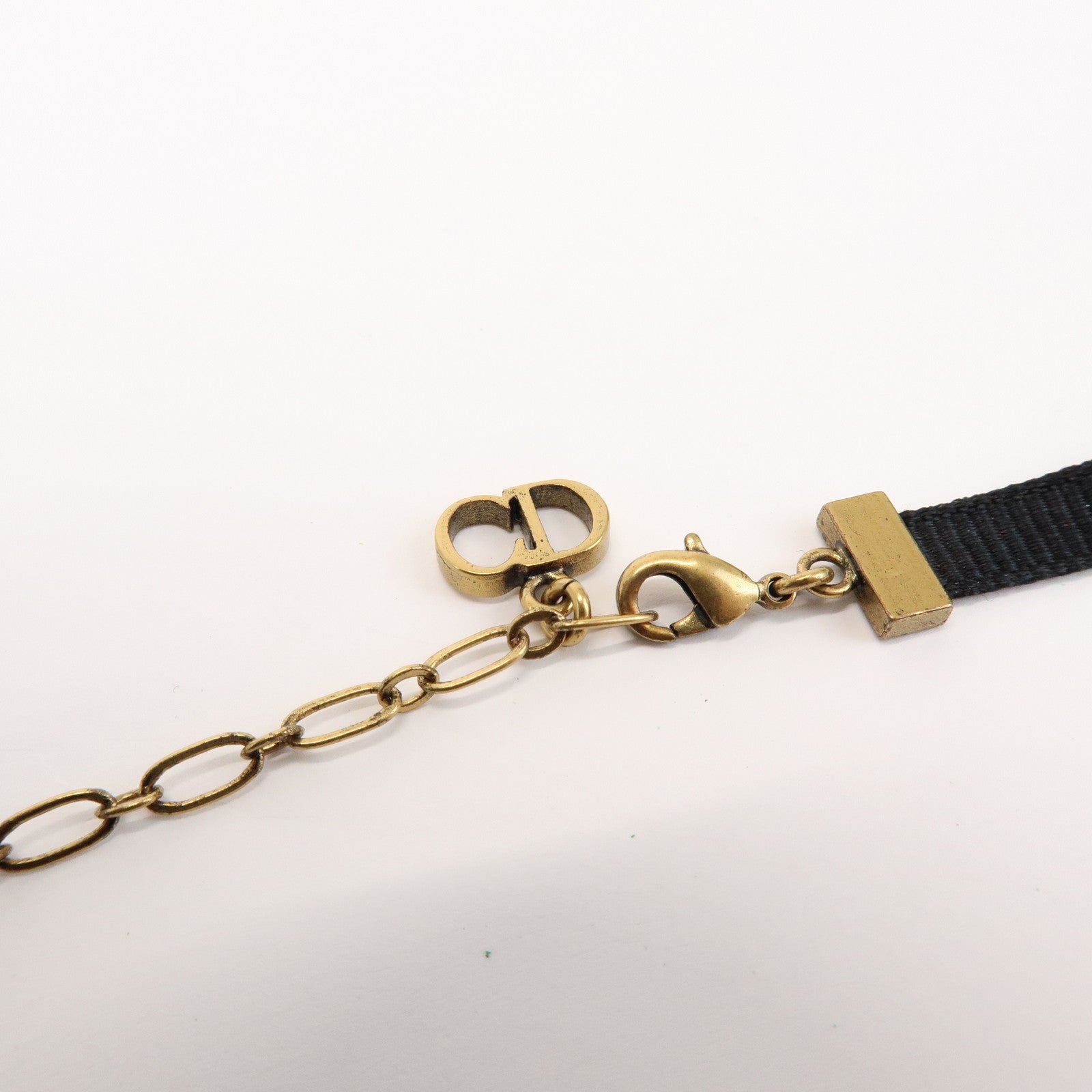 Christian Dior Metal Nylon J’ADIOR Necklace Choker Gold Black