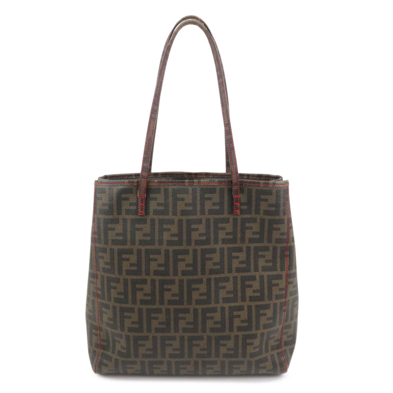 FENDI Zucca PVC Canvas Tote Bag Shoulder Bag Brown Black 8BH211