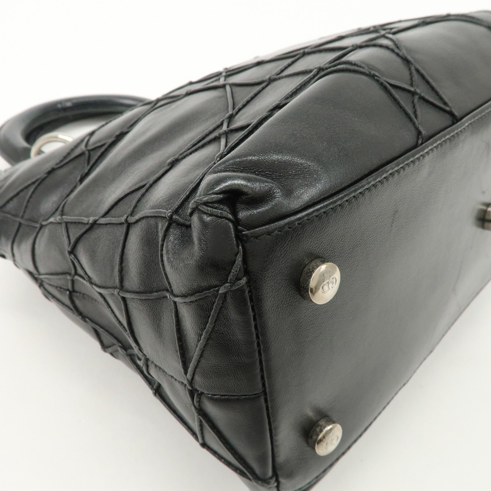 Christian Dior Cannage Granville Leather 2Way Bag Hand Bag Black