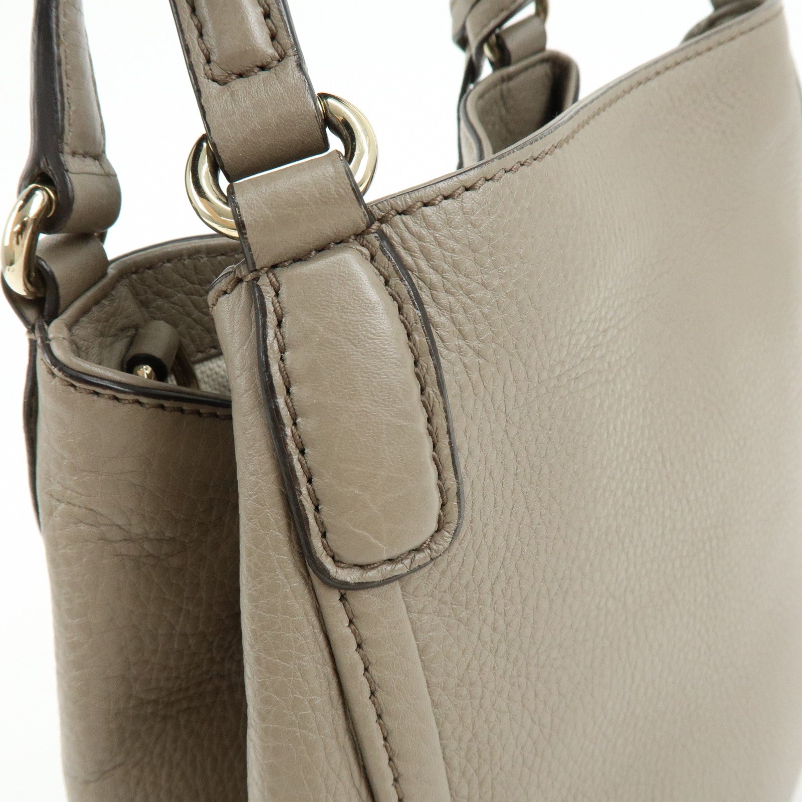 GUCCI SOHO Interlocking G Calf Leather 2Way Hand Bag Gray 336751
