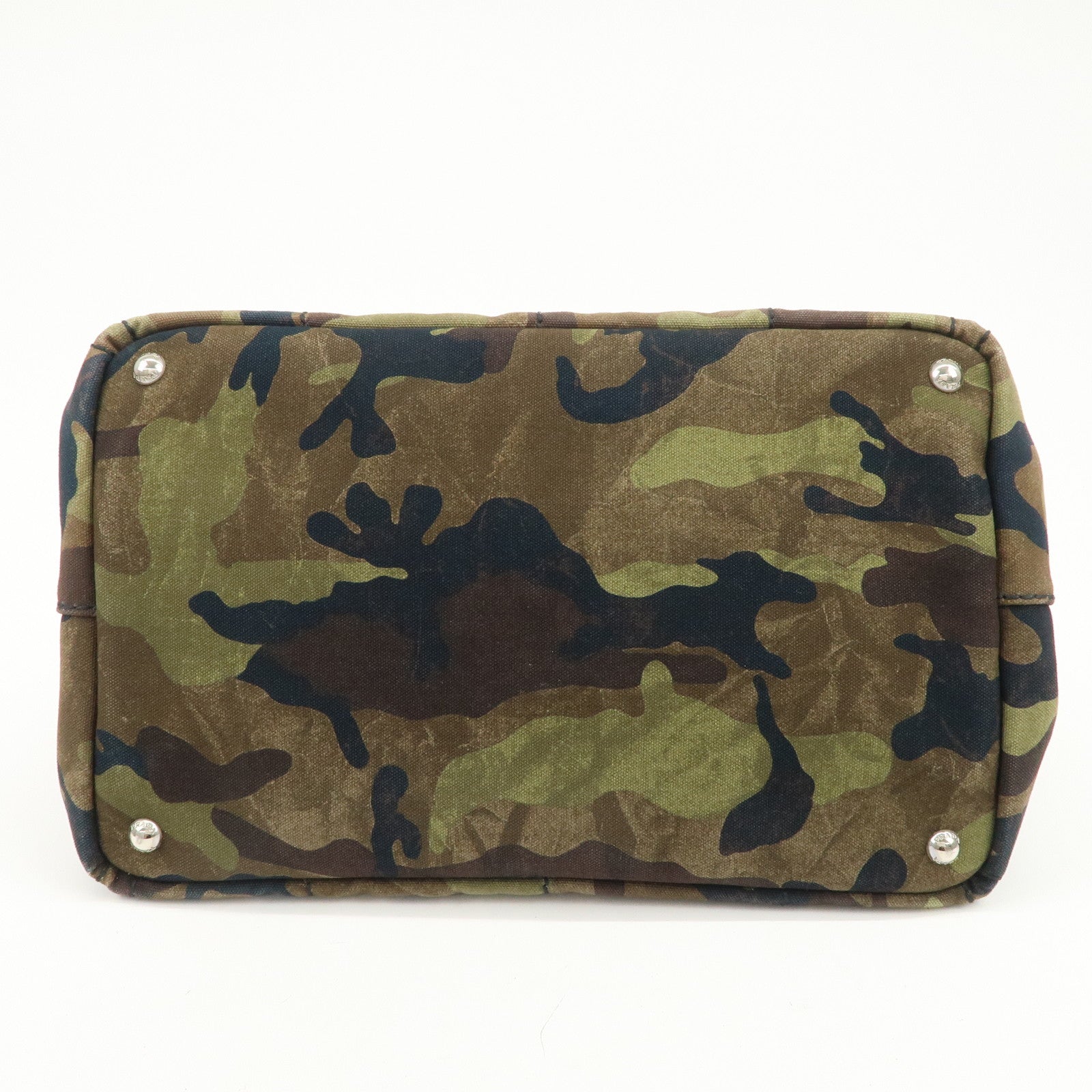 PRADA Logo Canapa Canvas 2Way Hand Bag Camouflage Khaki B2642B