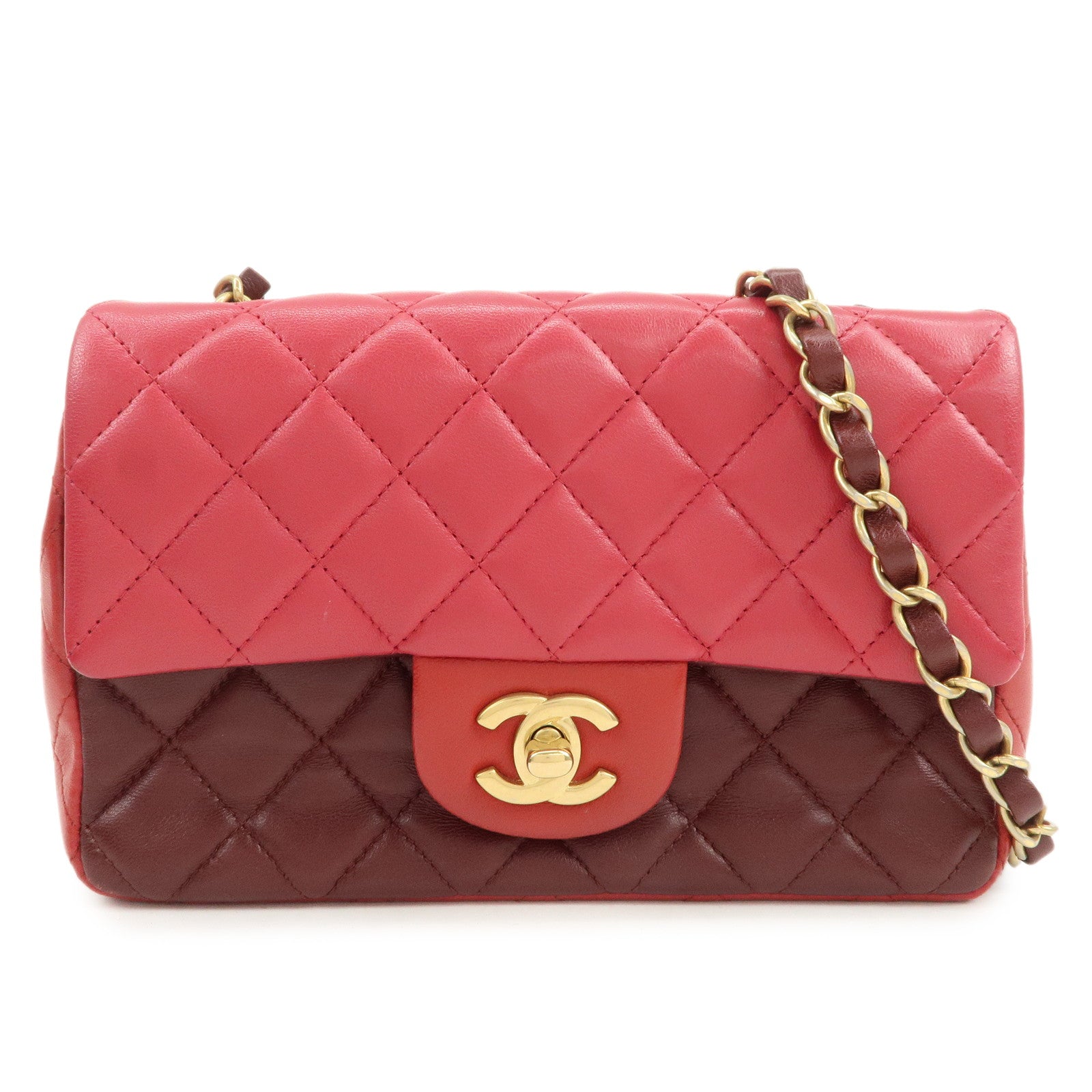 CHANEL Mini Matelasse Lamb Skin Chain Shoulder Bag Red A69900