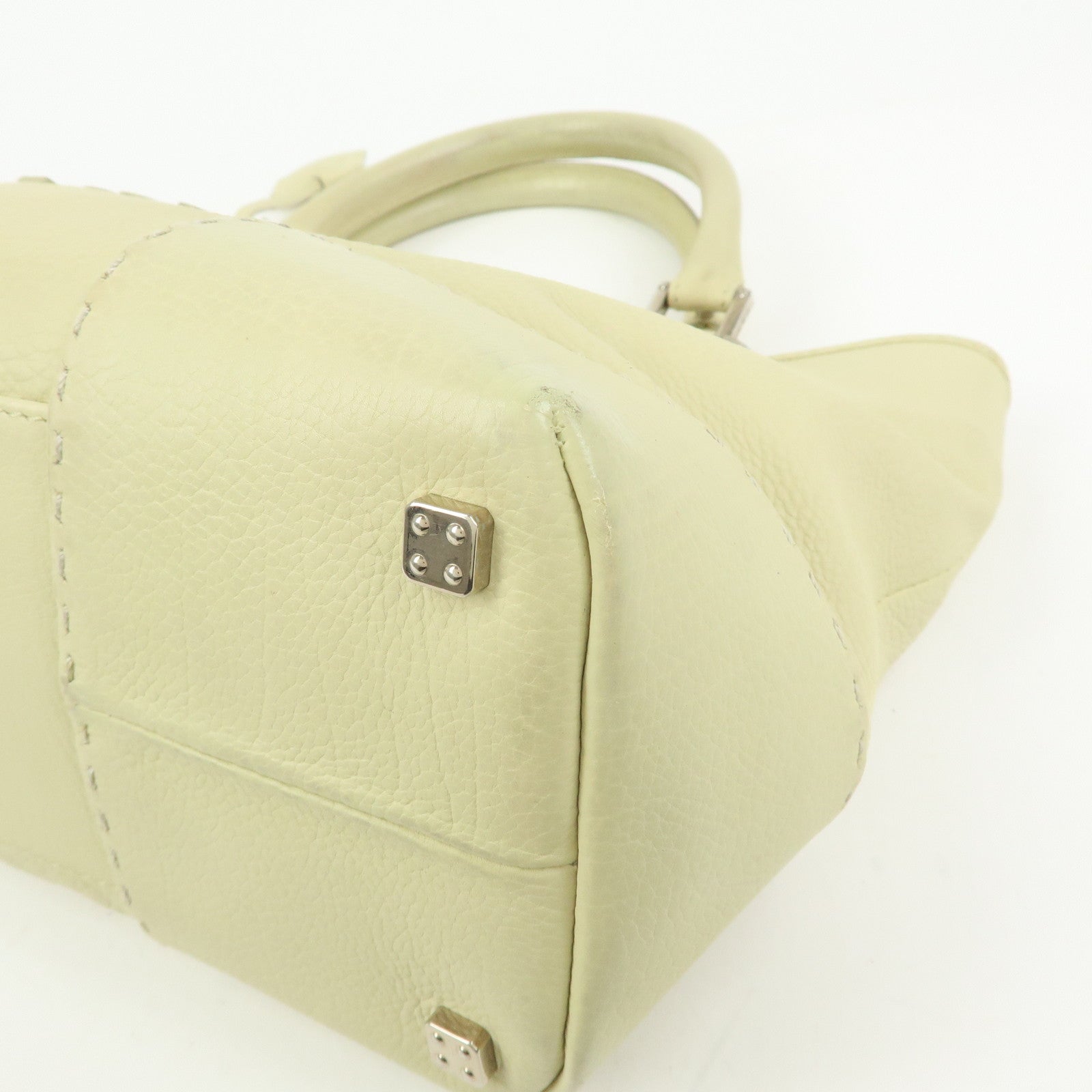 LOEWE Anagram Leather Tote Bag Hand Bag Ivory