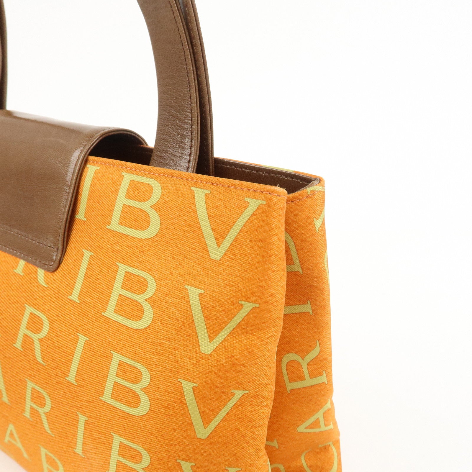 BVLGARI Logo Mania Nylon Leather Shoulder Bag Orange Brown RV EREM