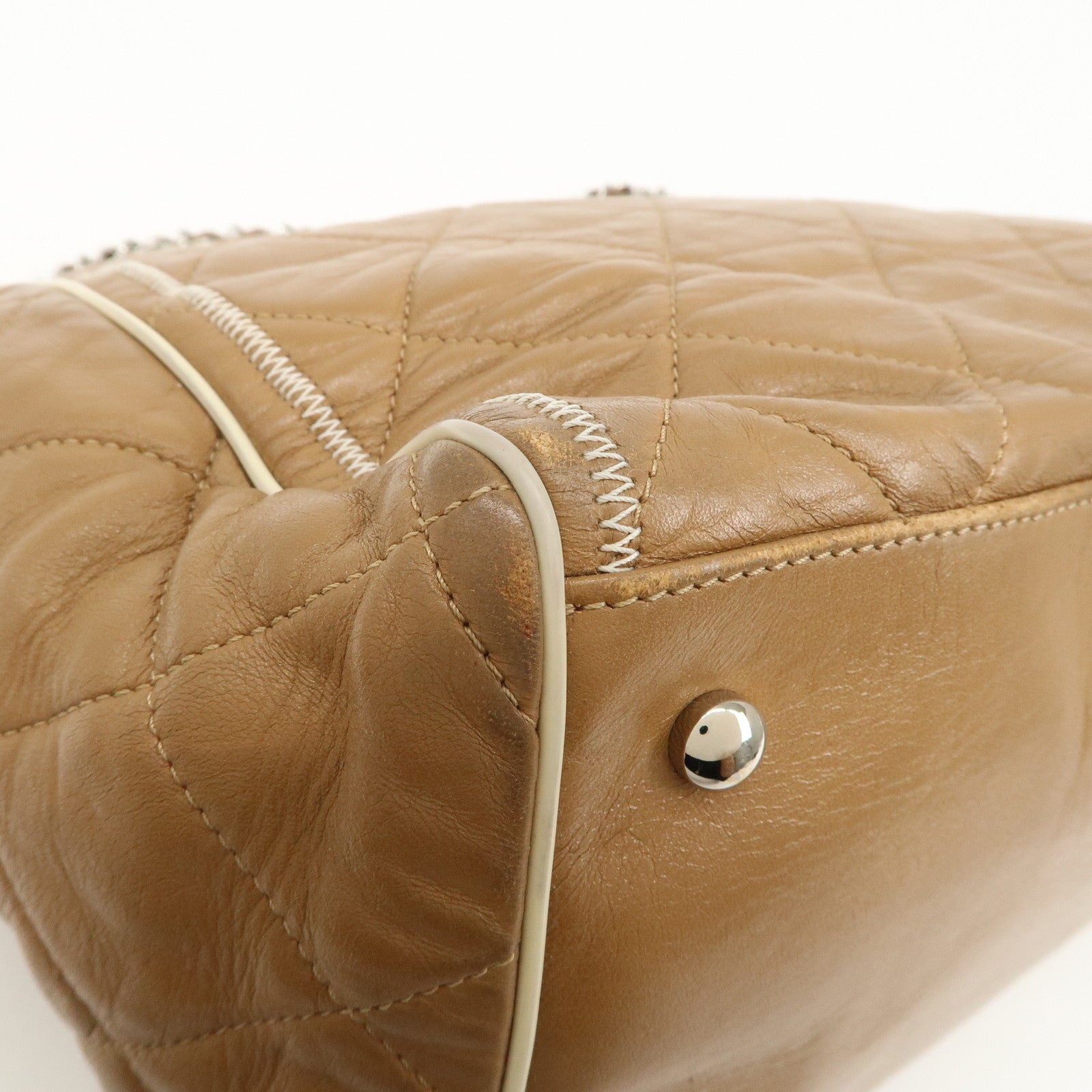 CHANEL East West Chain Shoulder Bag Hand Bag Tote Bag Brown