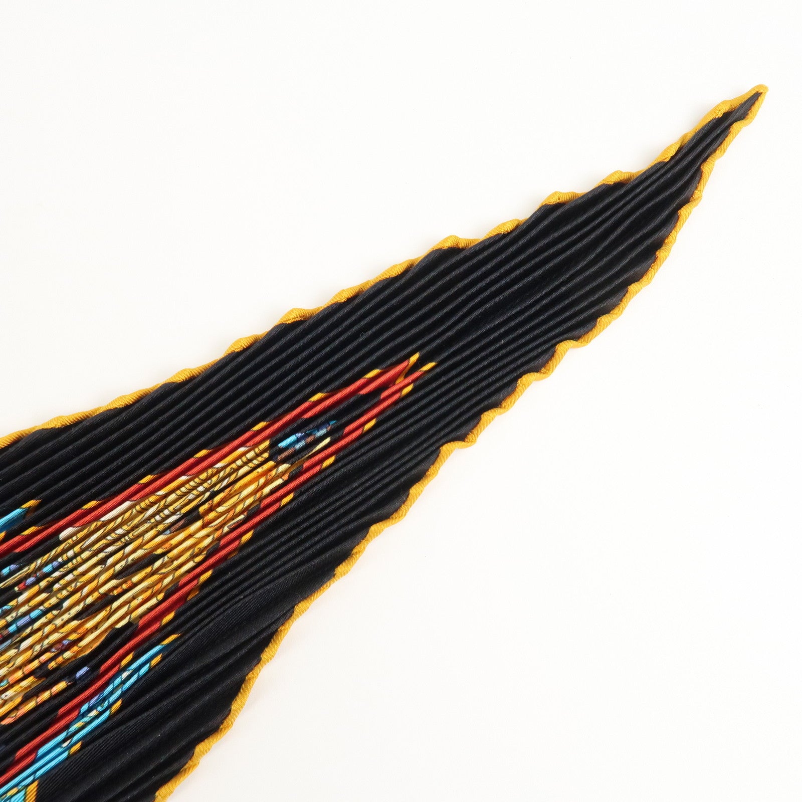 HERMES 100% Silk Pleats Carre Scarf ASTRES et SOLEILS Blue Multi Color Used