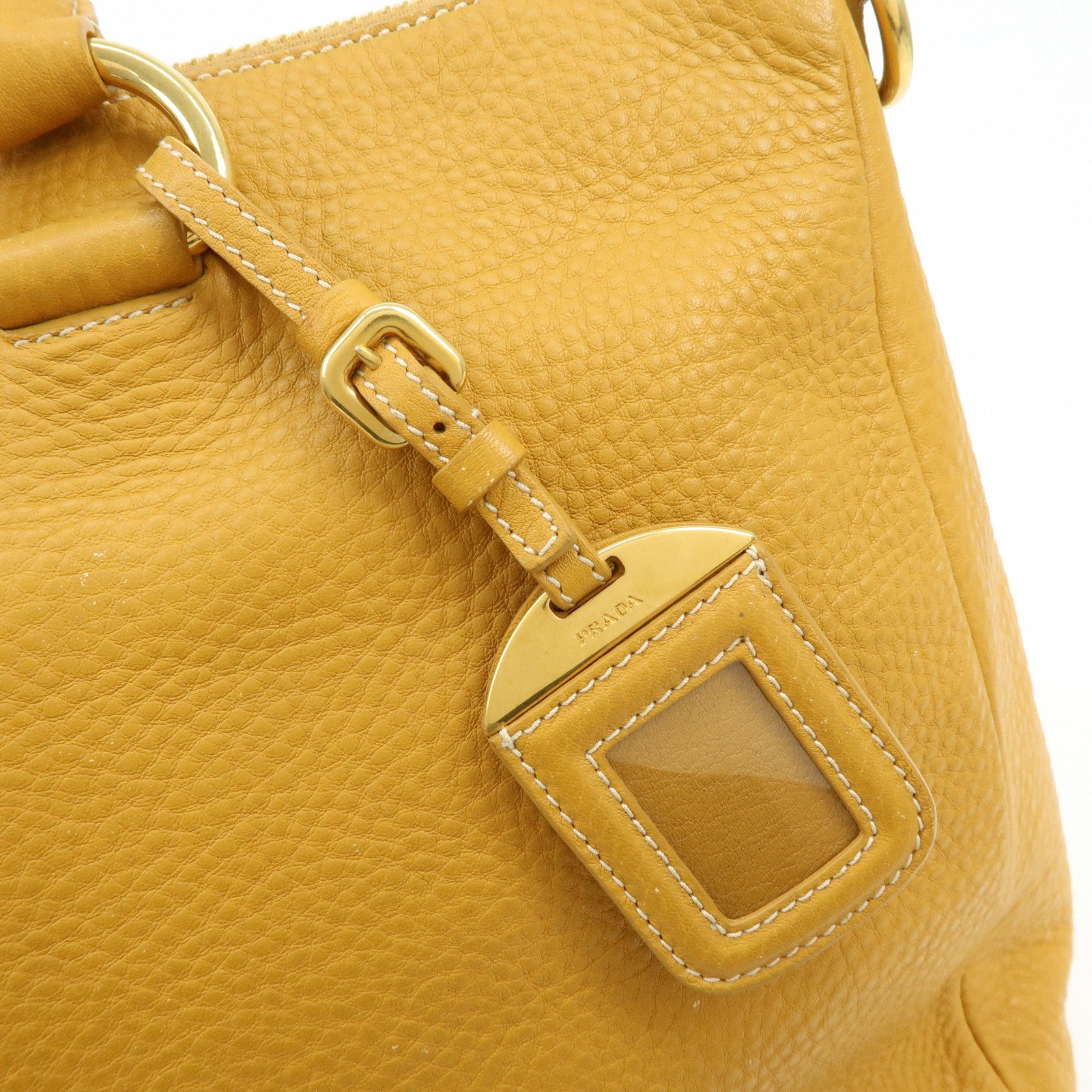 PRADA Triangle Logo Leather 2Way Bag Hand Bag Shoulder Bag BL0778