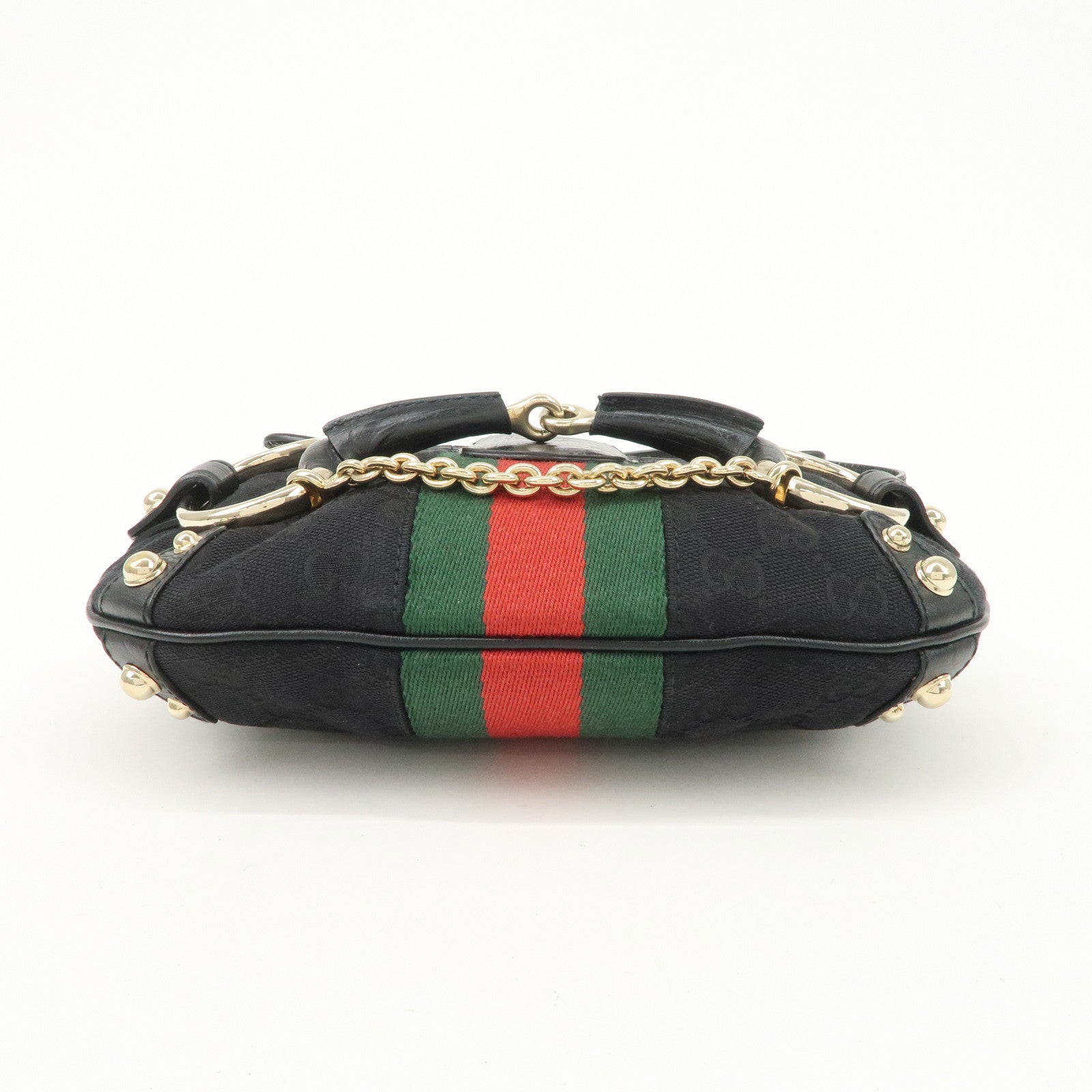 GUCCI Horsebit Sherry GG Canvas Leather Shoulder Bag 131094