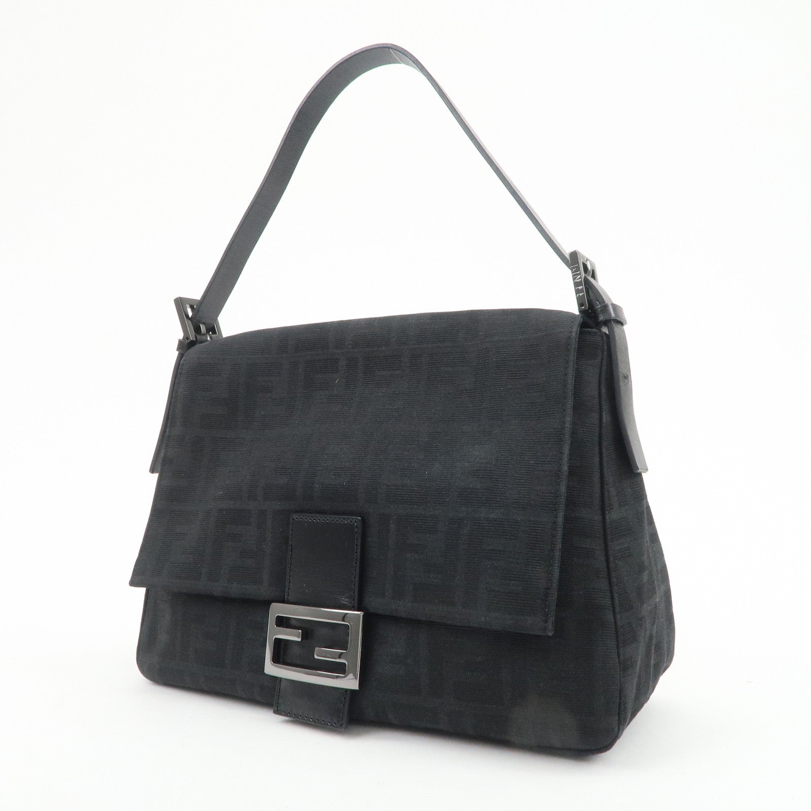 FENDI Mamma Baguette Zucca Canvas Leather Shoulder Hand Bag 8BR001