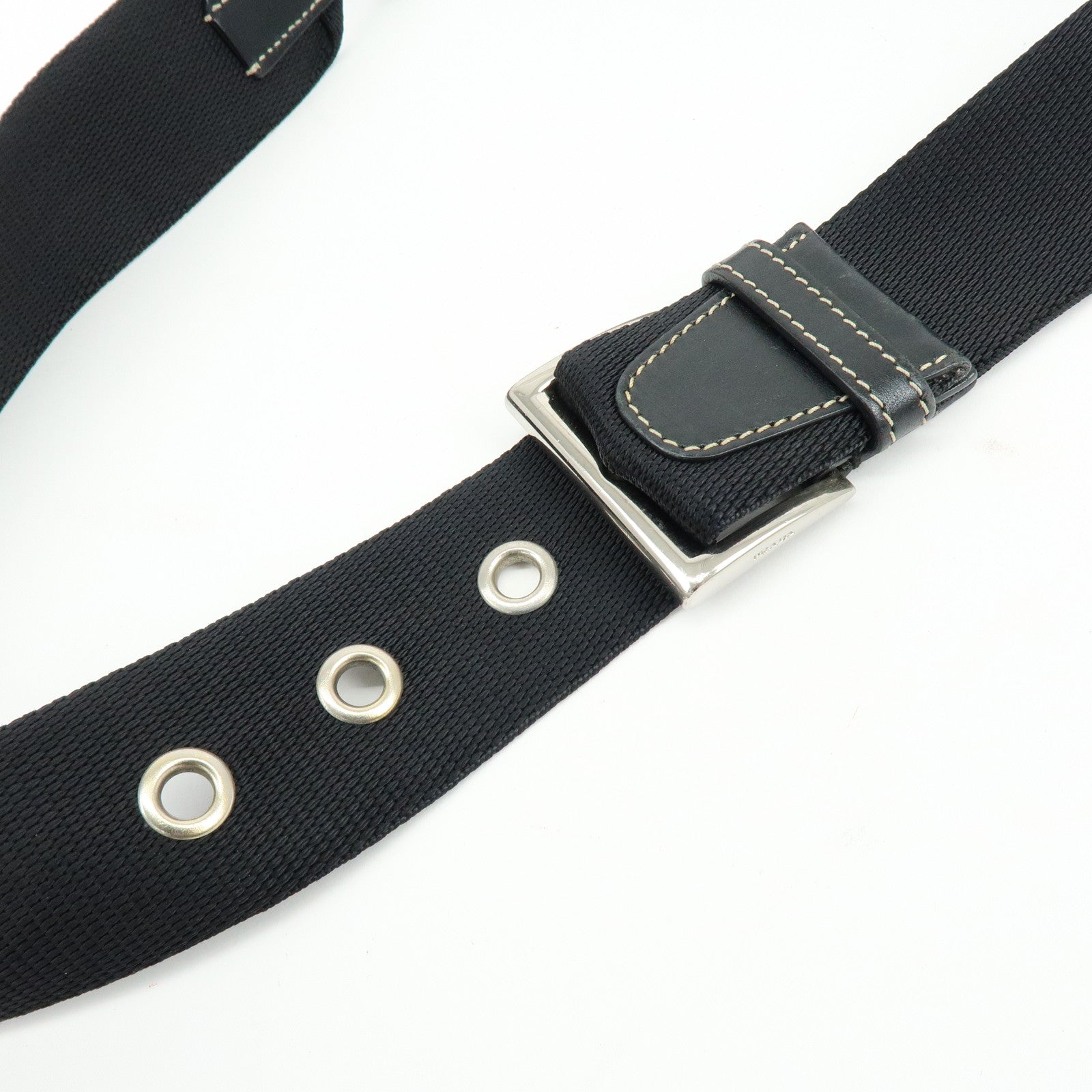 PRADA Leather Shoulder Bag Hand Bag Black