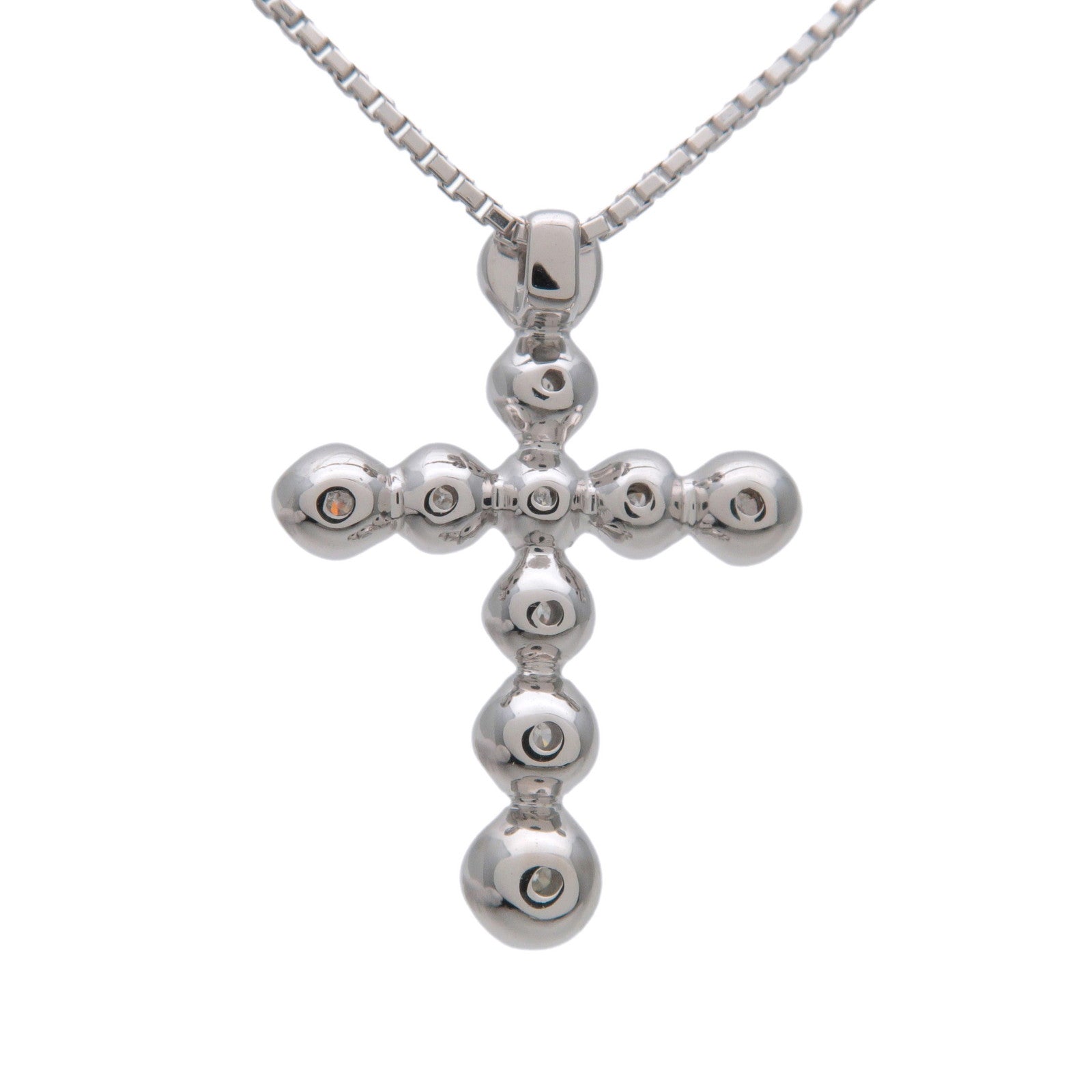 VENDOME AOYAMA Cross 10P Diamond Necklace 750WG 0.20ct White Gold