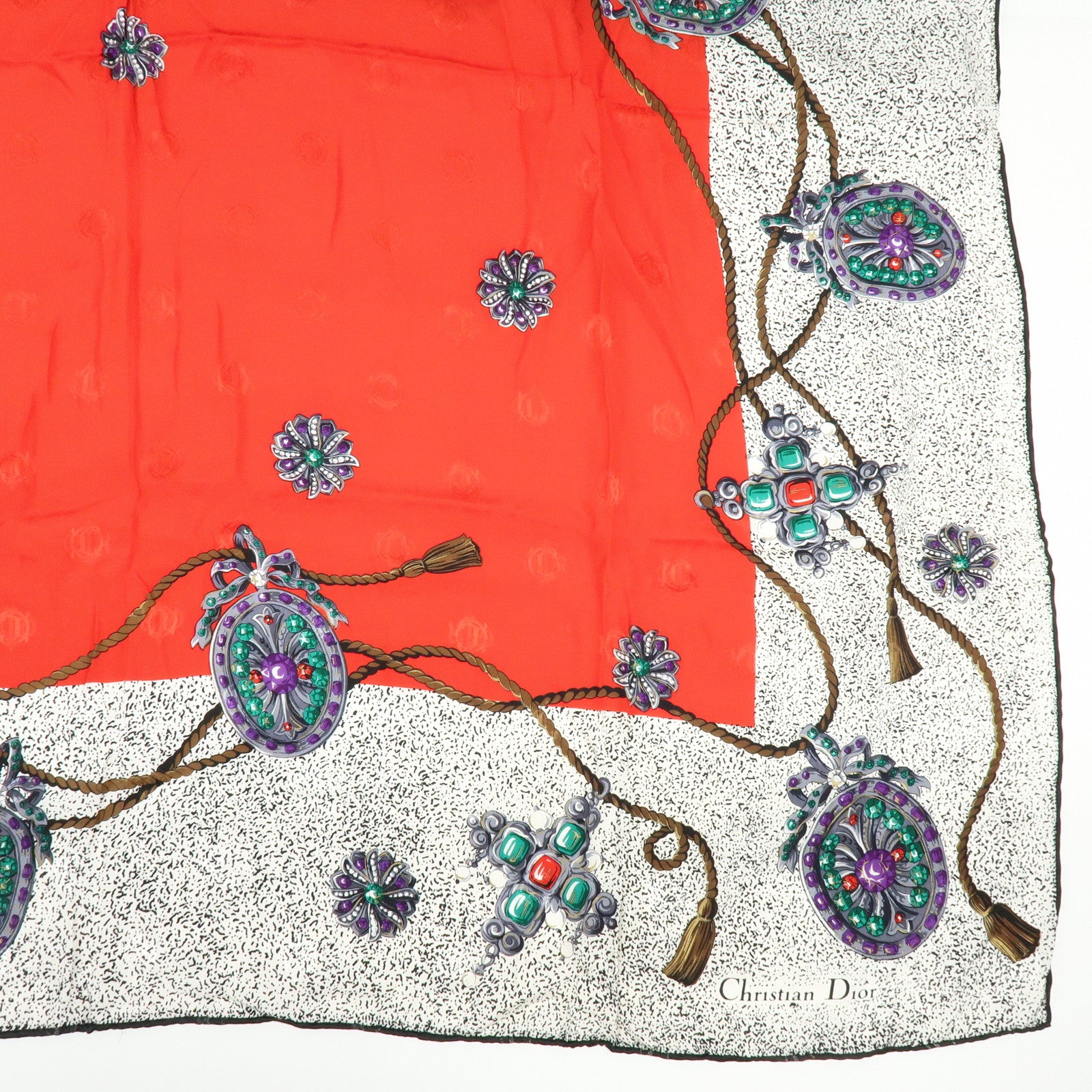 Christian Dior Set of 2 Silk 100% Scarf Black Red