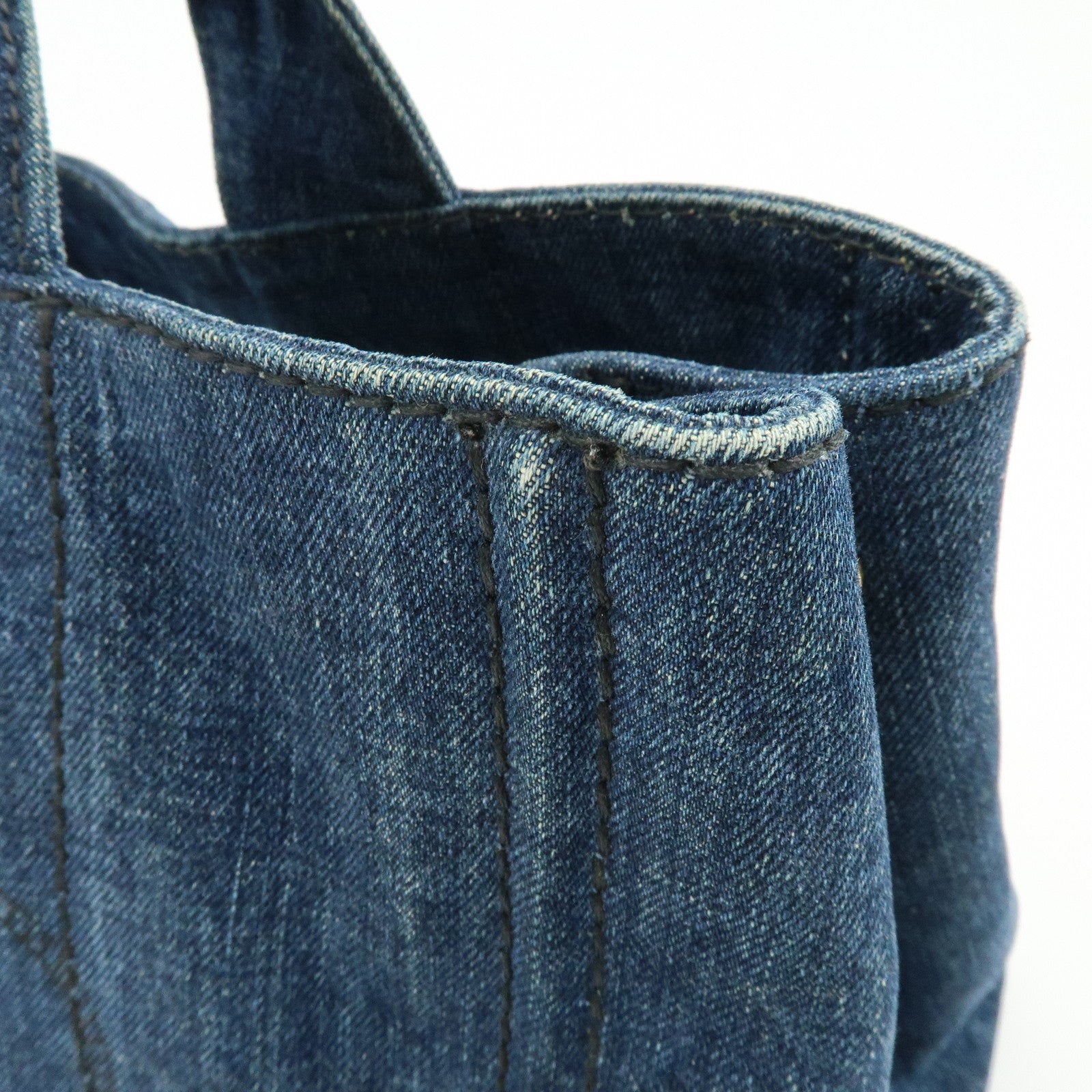 PRADA Triangle Logo Canapa Denim Tote Bag Hand Bag Denim Blue