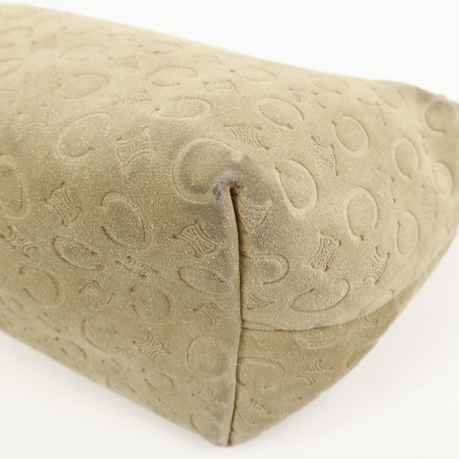 CELINE C Macadam Suede Leather Hand Bag Beige