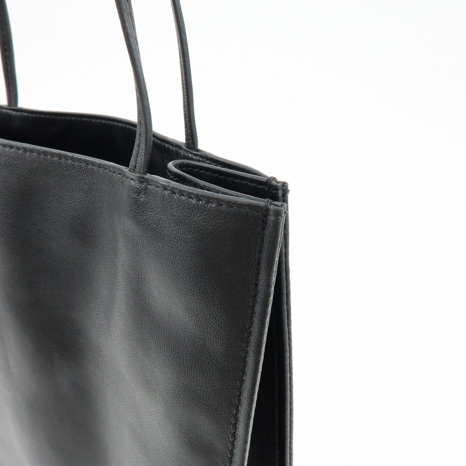 THE ROW To Go Tote Large Lamb Skin Leather Tote Shoulder Bag Black