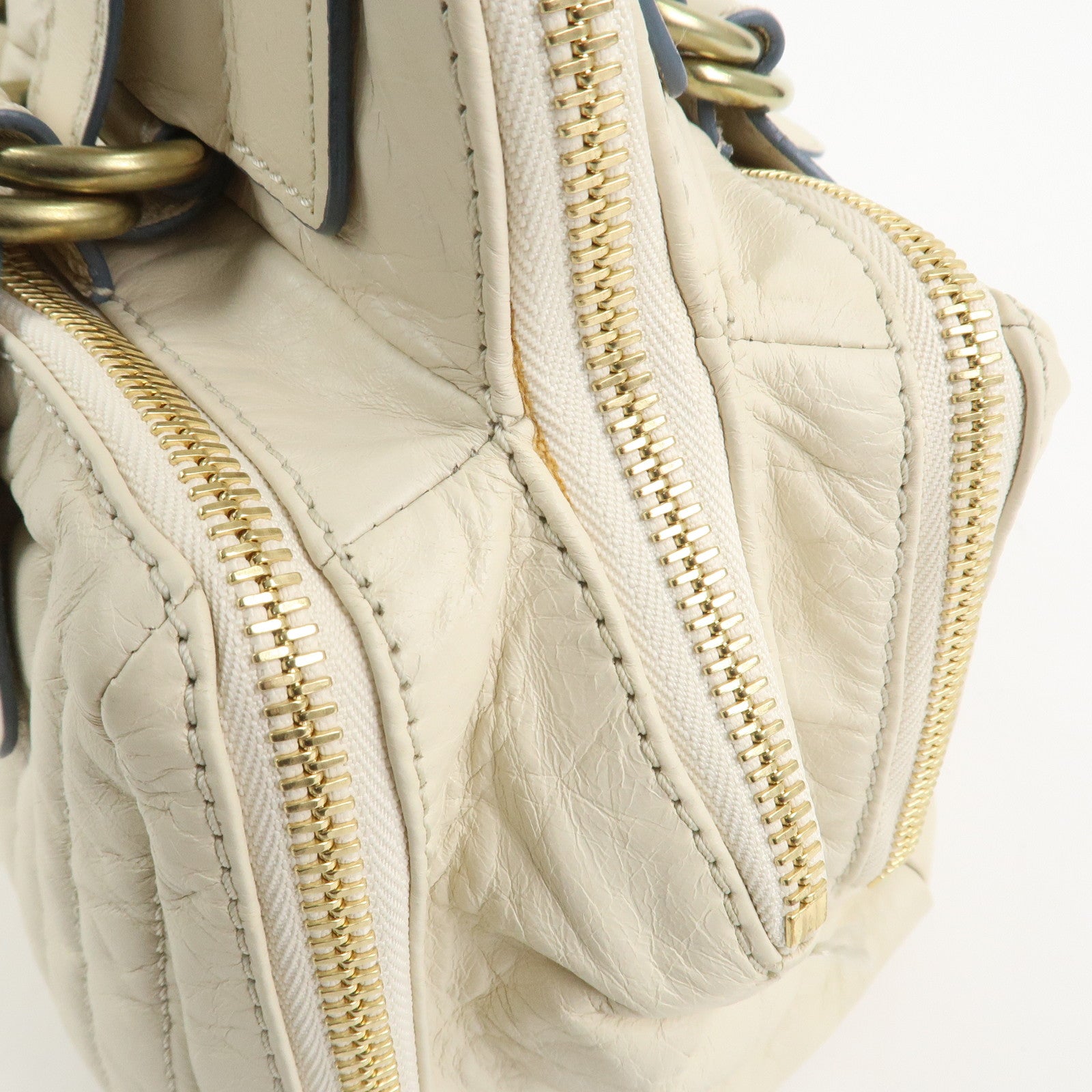 Chloe Bay Leather Hand Bag Shoulder Bag Ivory