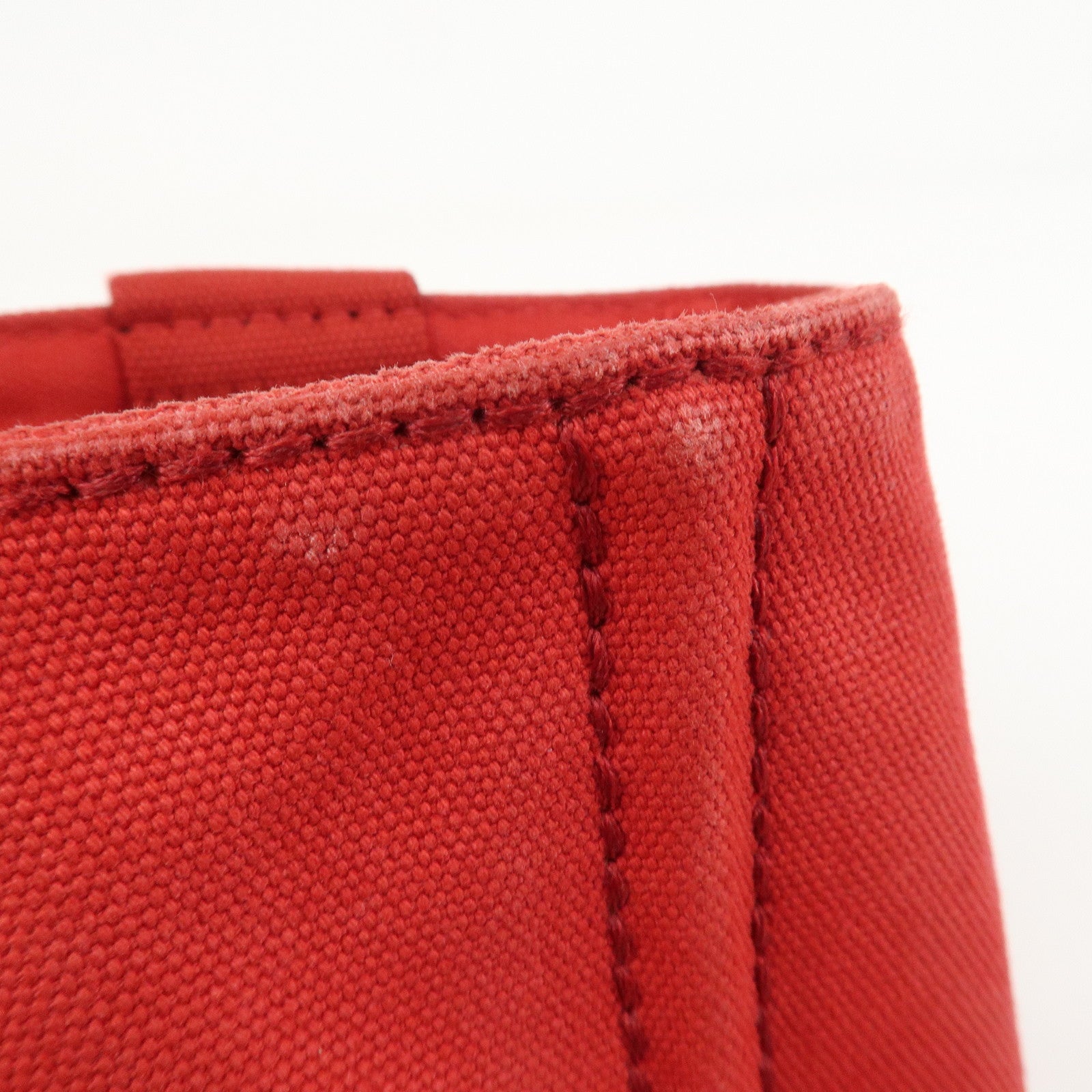 PRADA Logo Canapa Mini Canvas Hand Bag Tote Bag Red BN2439
