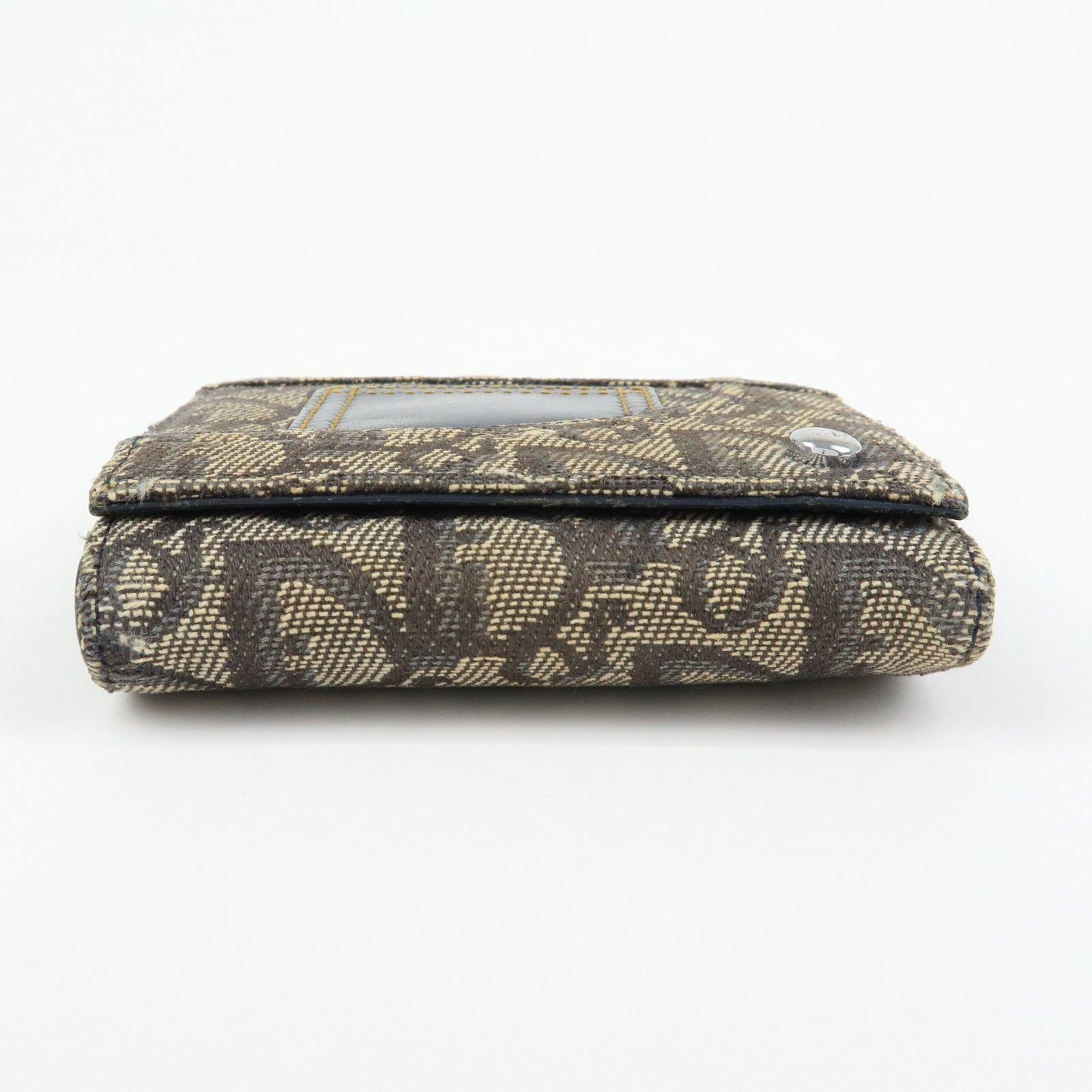 Christian Dior Trotter Lot of 2 Jacquard Canvas Leather Wallet Charm