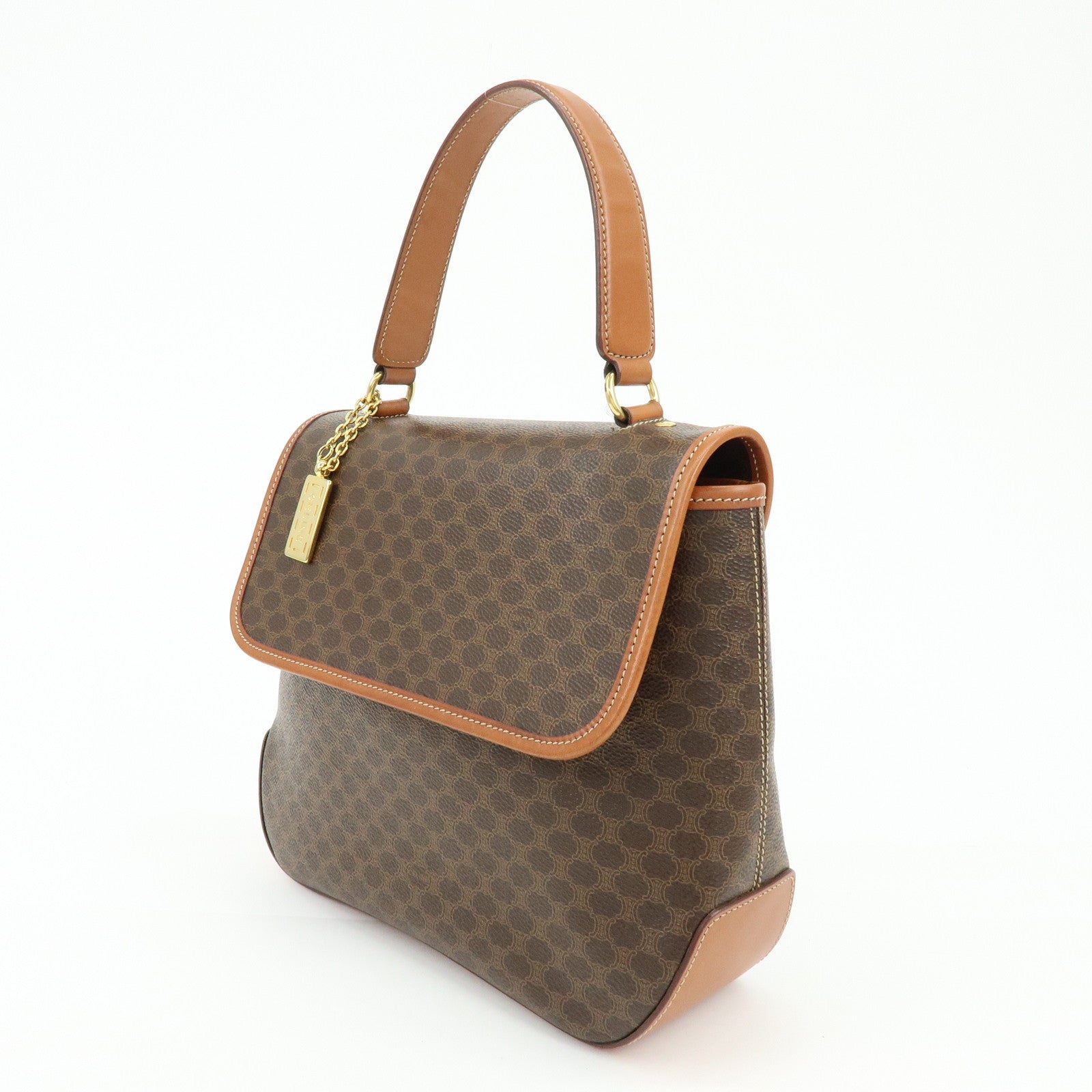 CELINE Macadam PVC Leather 2Way Shoulder Bag Hand Bag Brown