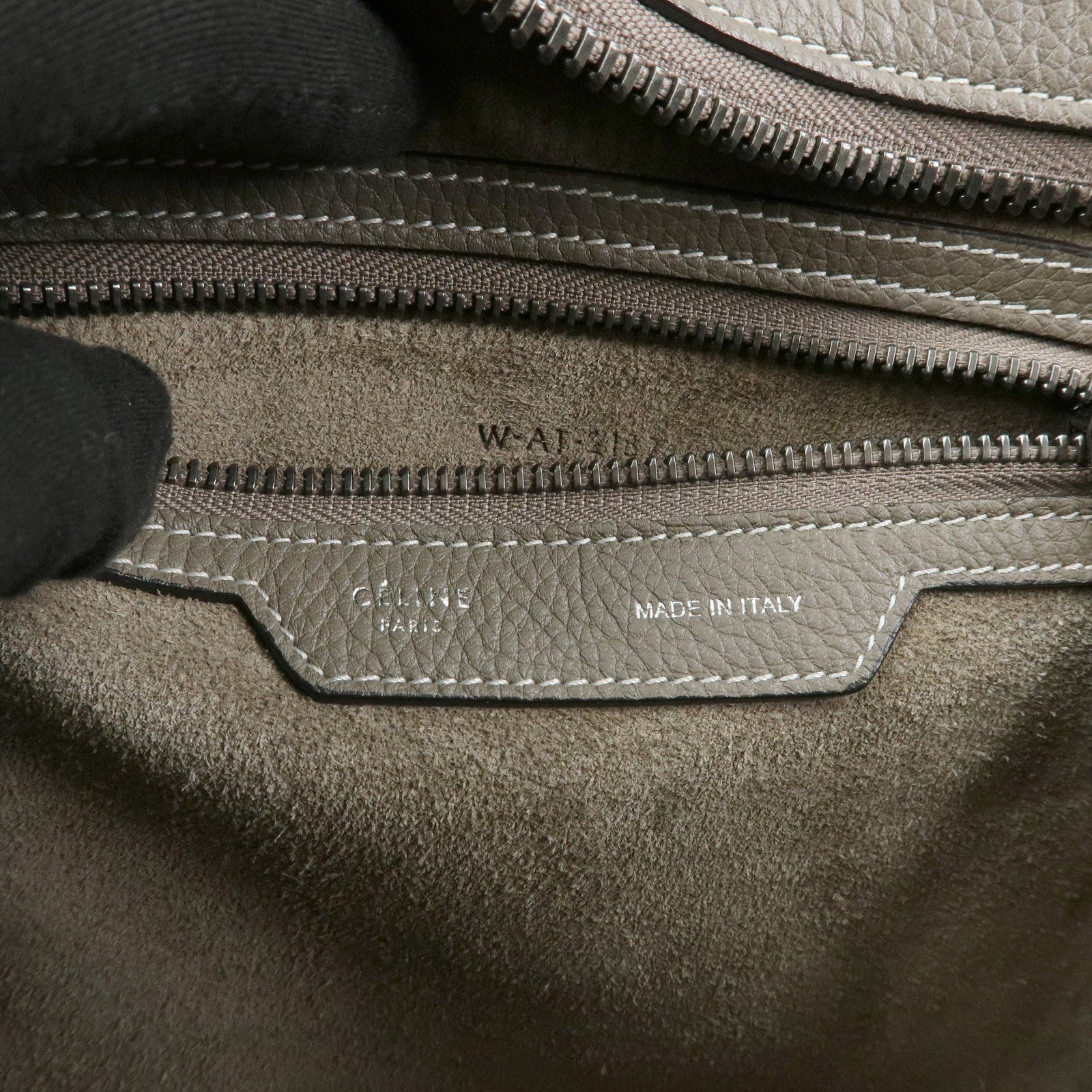 CELINE Luggage Micro Shopper Calf Leather Hand Bag Gray