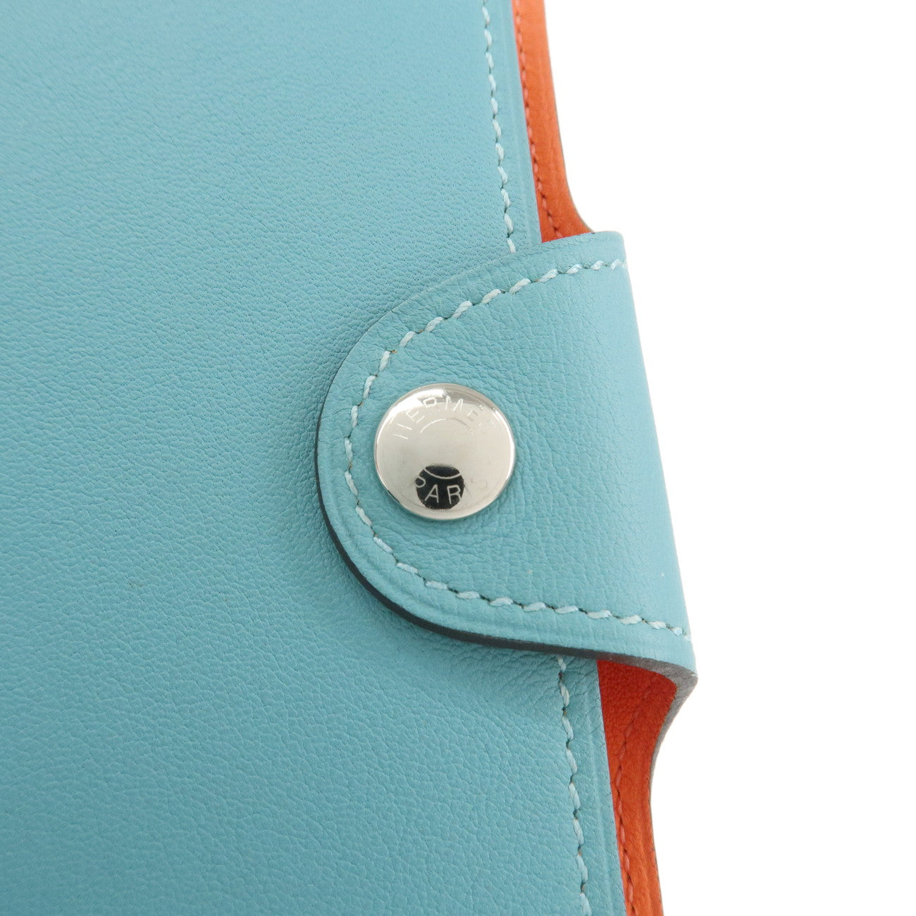 HERMES Ulysse PM Leather Agenda Planner Cover Light Blue Orange