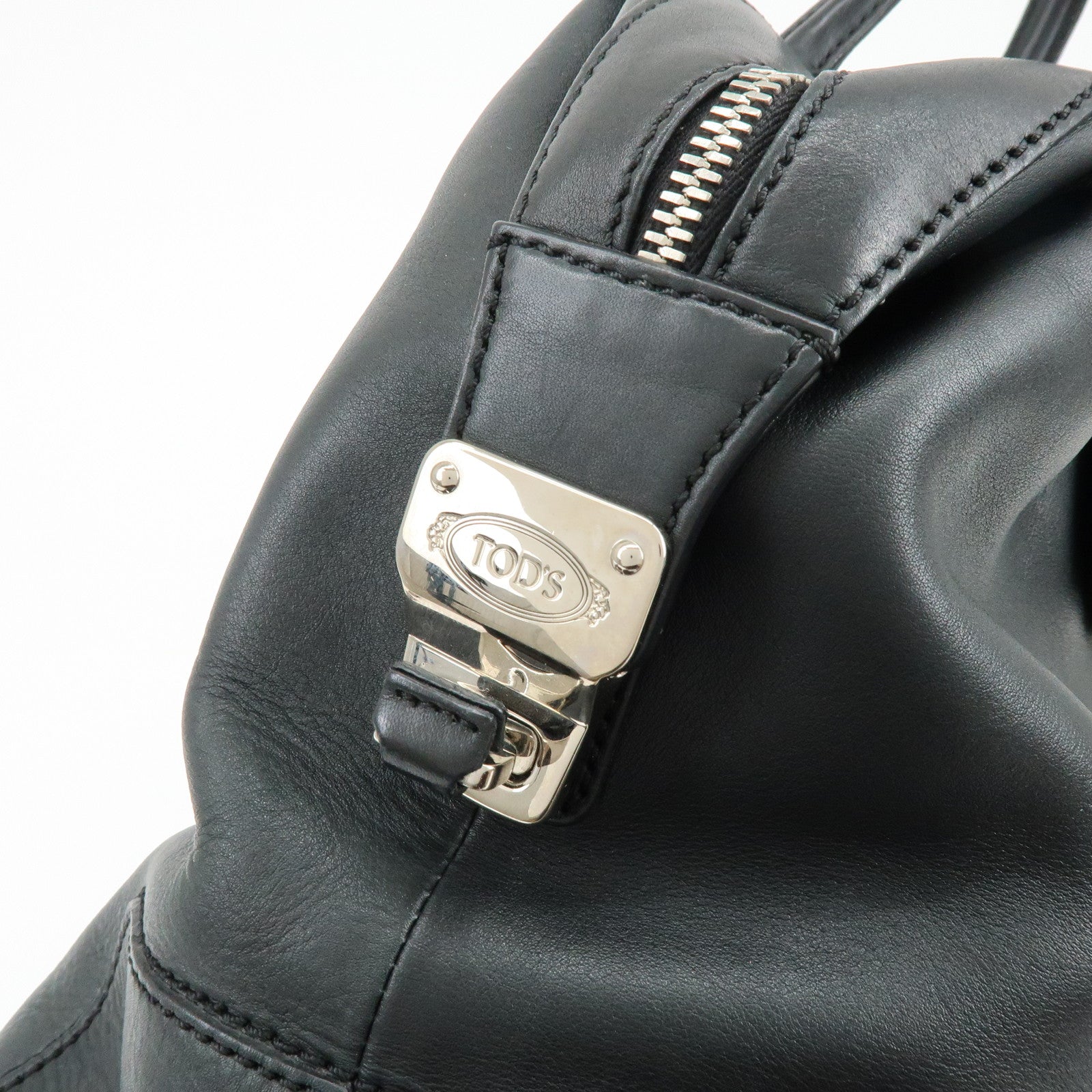 TOD'S D-Styling Leather 2Way Bag Bauletto Bag Shoulder Bag Black