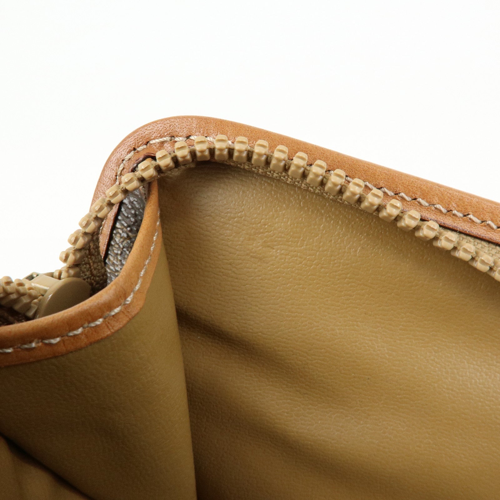 CELINE Macadam PVC Coated Canvas Leather Clutch Bag Pouch Brown