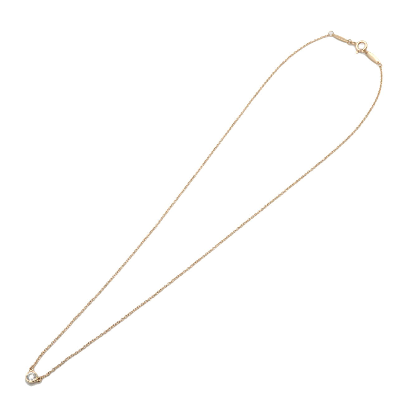 Tiffany & Co By The Yard 1P Diamond Necklace K18 750YG Yellow Gold