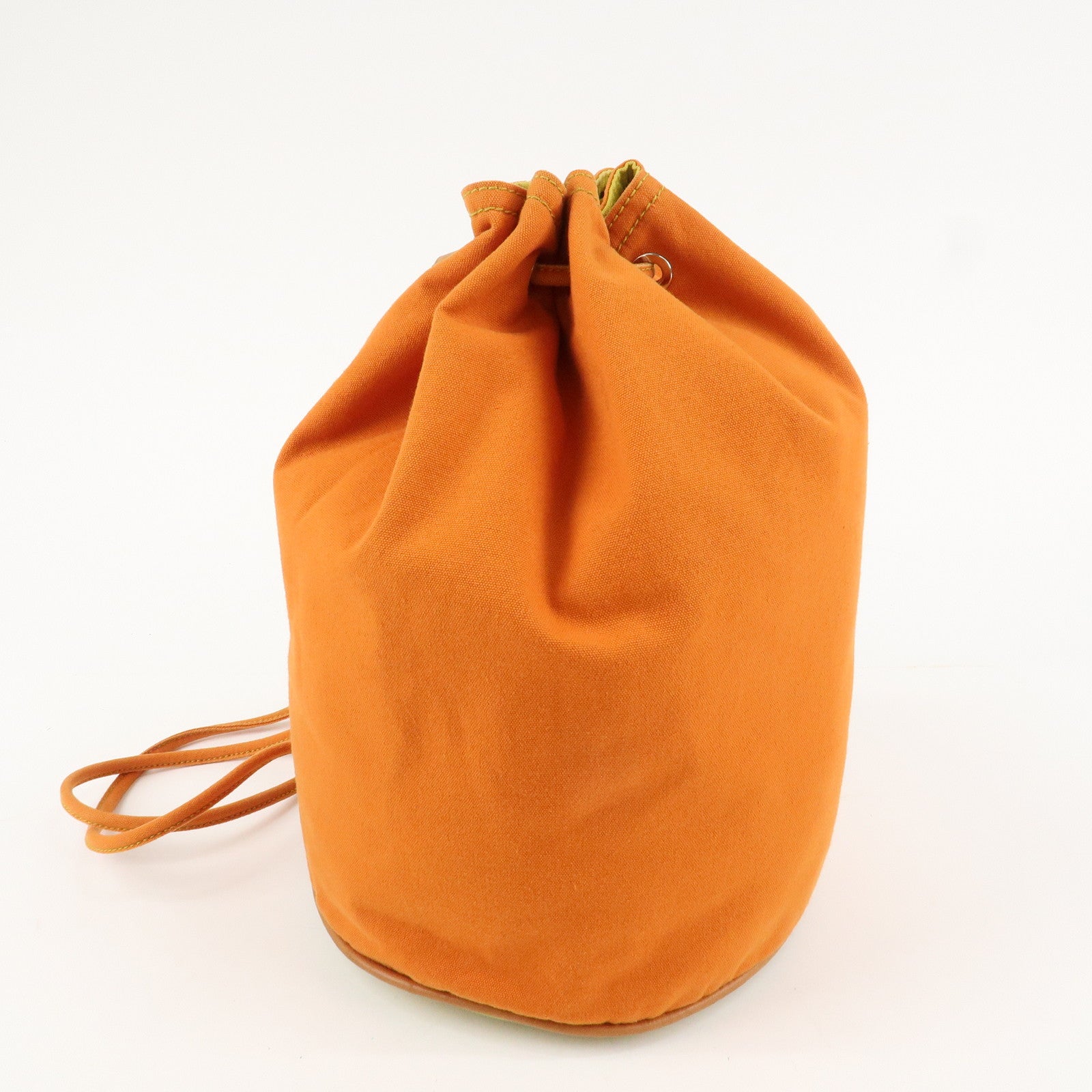 HERMES Leather Canvas Leather Porochon Mimil PM Shoulder Bag Orange Used