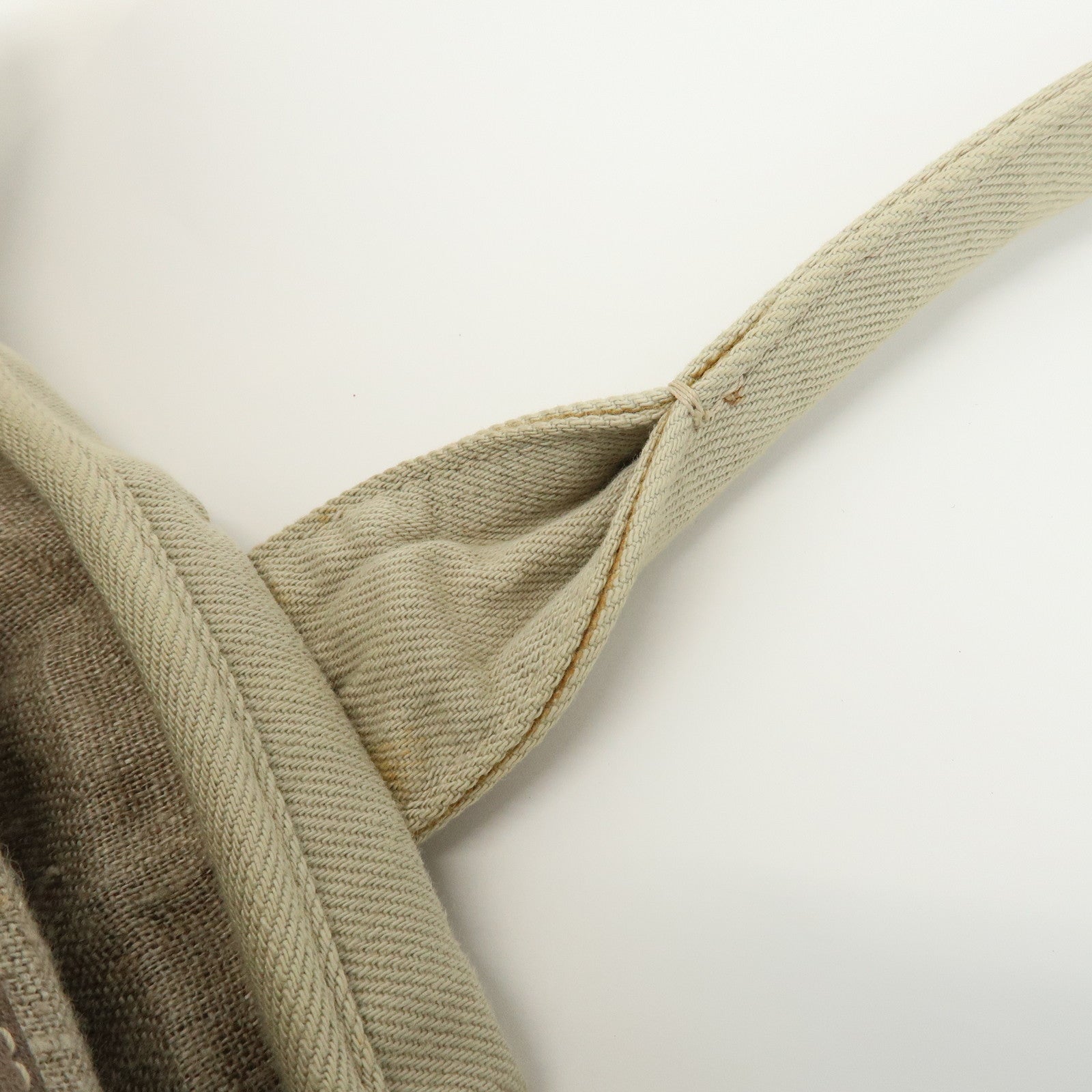 PRADA Triangle Logo Denim Tote Bag Shoulder Bag Light Beige BN2091