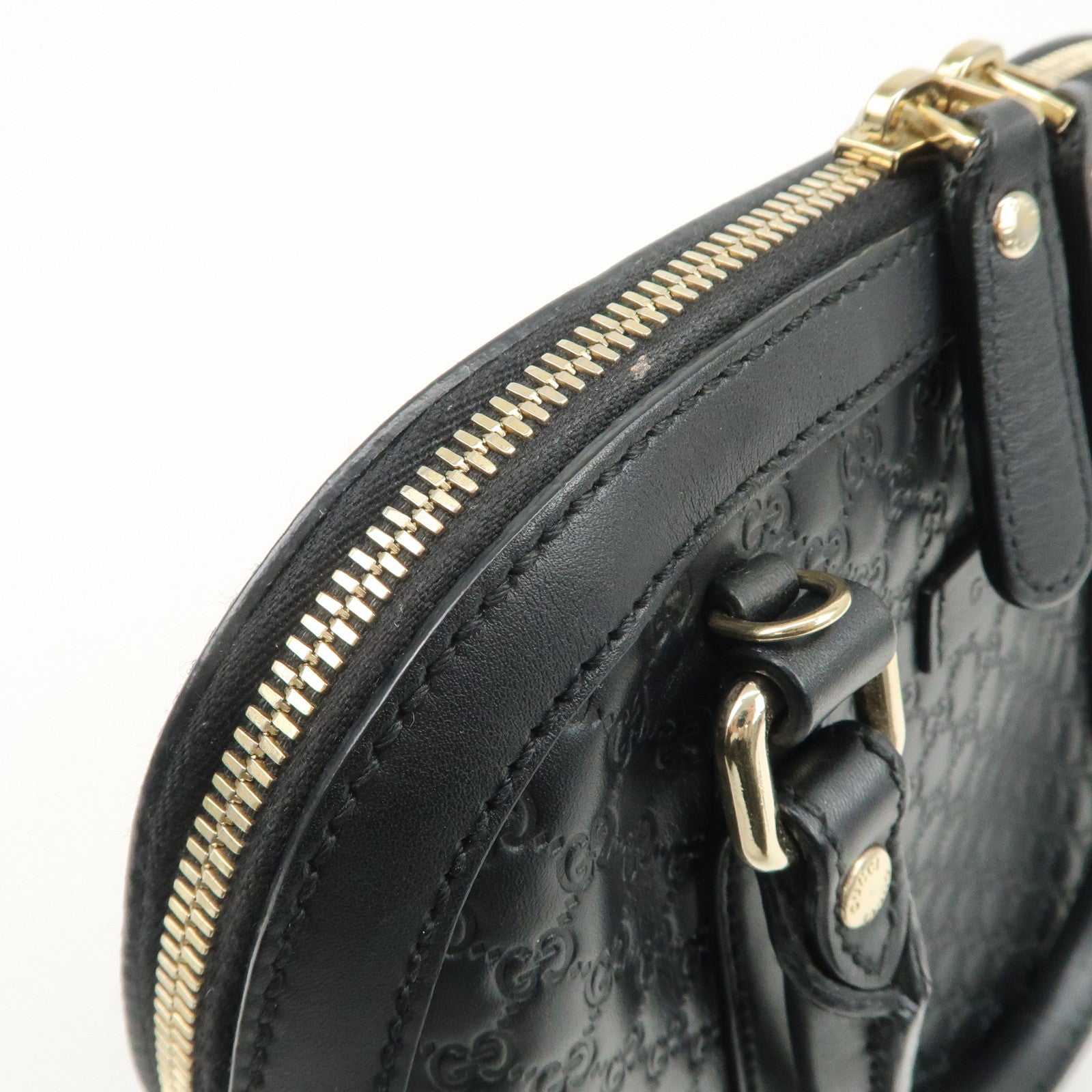 GUCCI Micro Guccissima Leather 2 Way Hand Bag Black 449654 Used