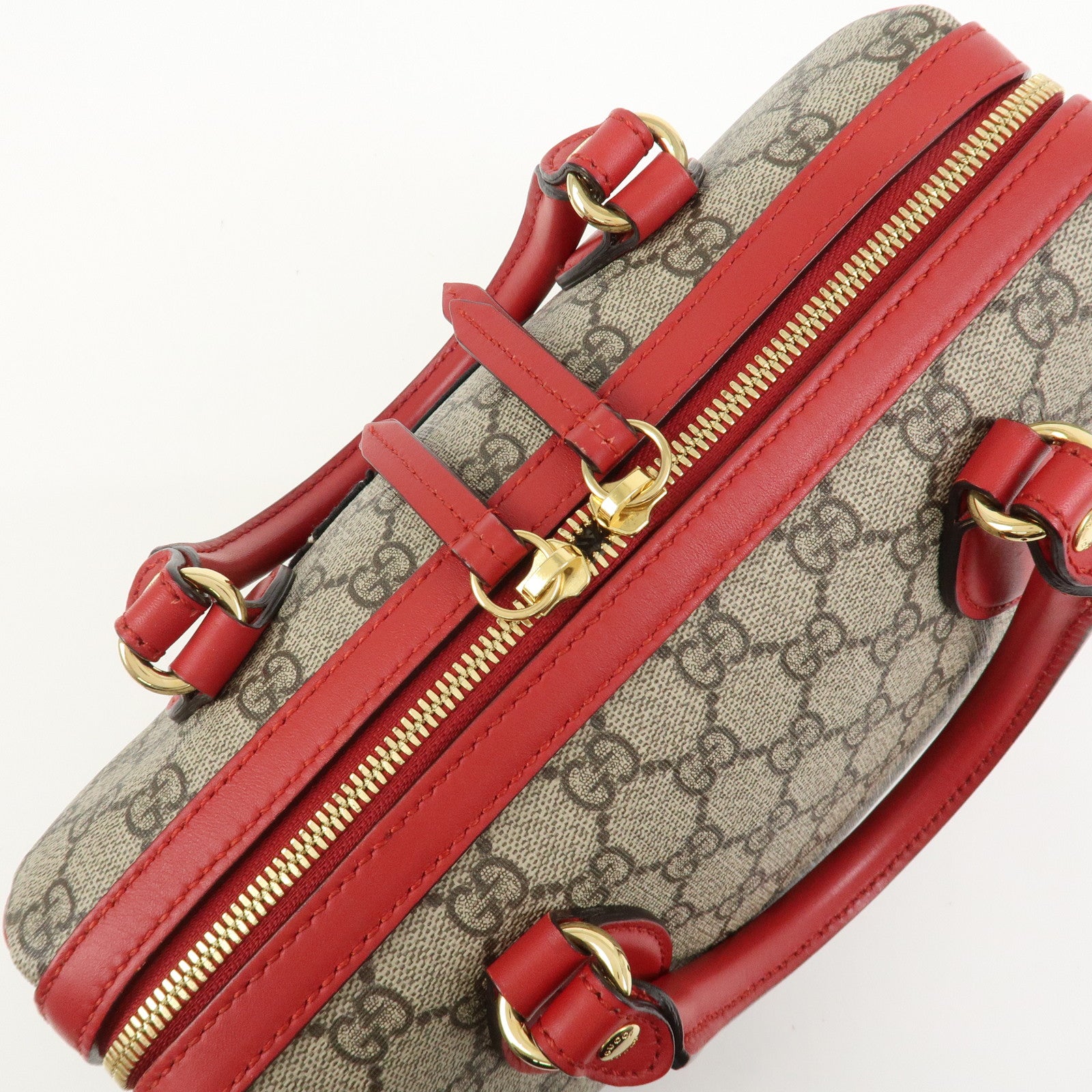GUCCI GG Supreme Leather 2WAY Bag Shoulder Bag Beige Red 409529