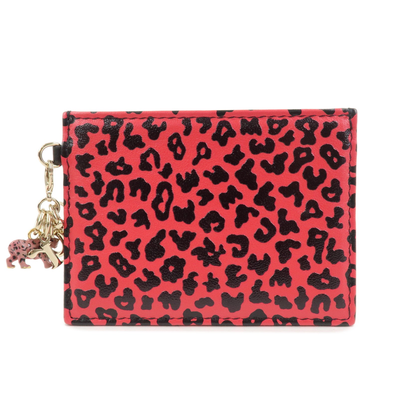 Christian Dior Leather Card Case Card Holder Pink Black