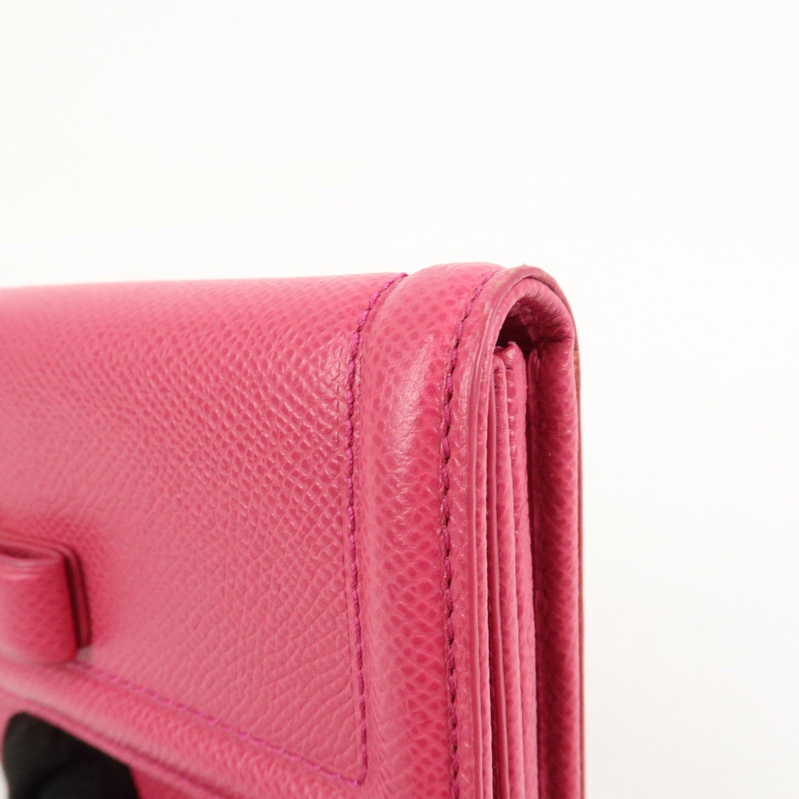 Ferragamo Vara Ribbon Logo Leather Long Wallet Pink