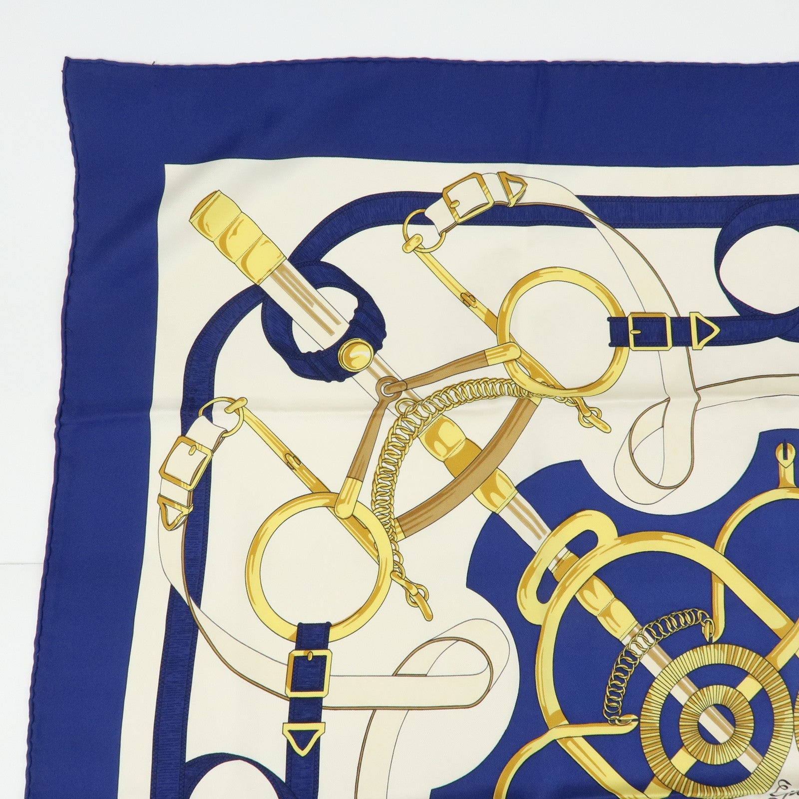 HERMES Carre 90 Set of 2 Silk 100% Scarf Light Pink Navy White