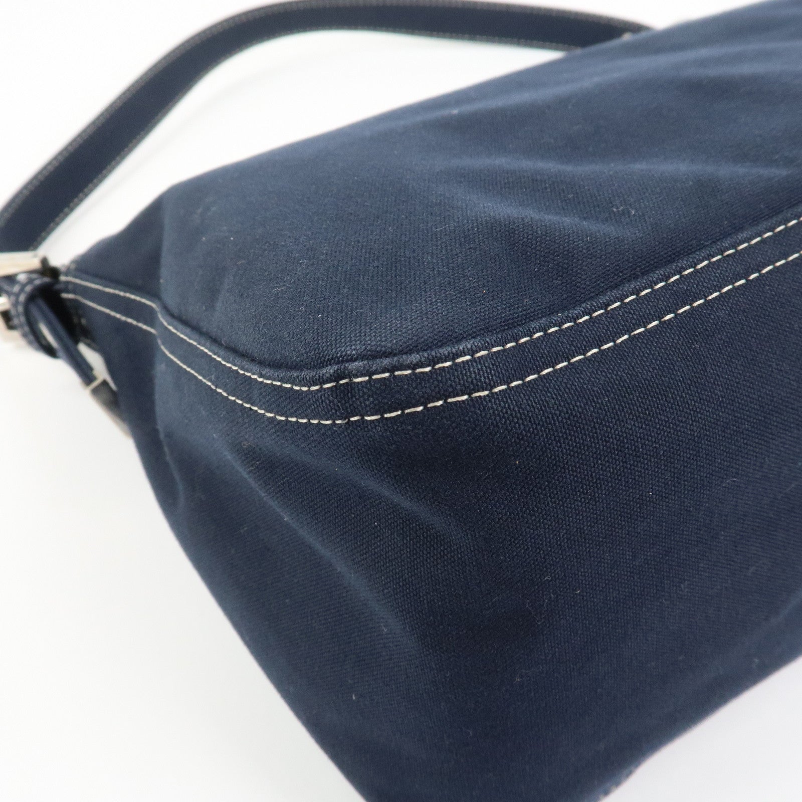 FENDI Mamma Baguette Canvas Shoulder Bag Hand Bag Navy 26325