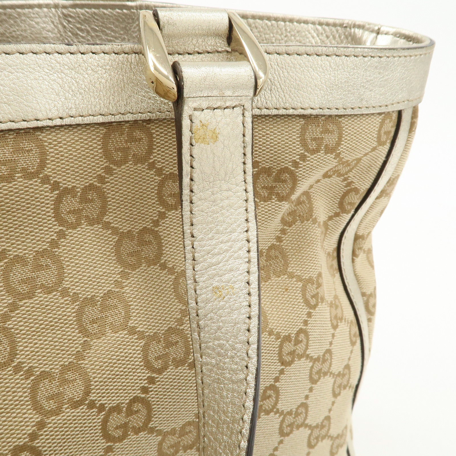 GUCCI Abbey GG Canvas Tote Bag Hand Bag Beige Gold 17004