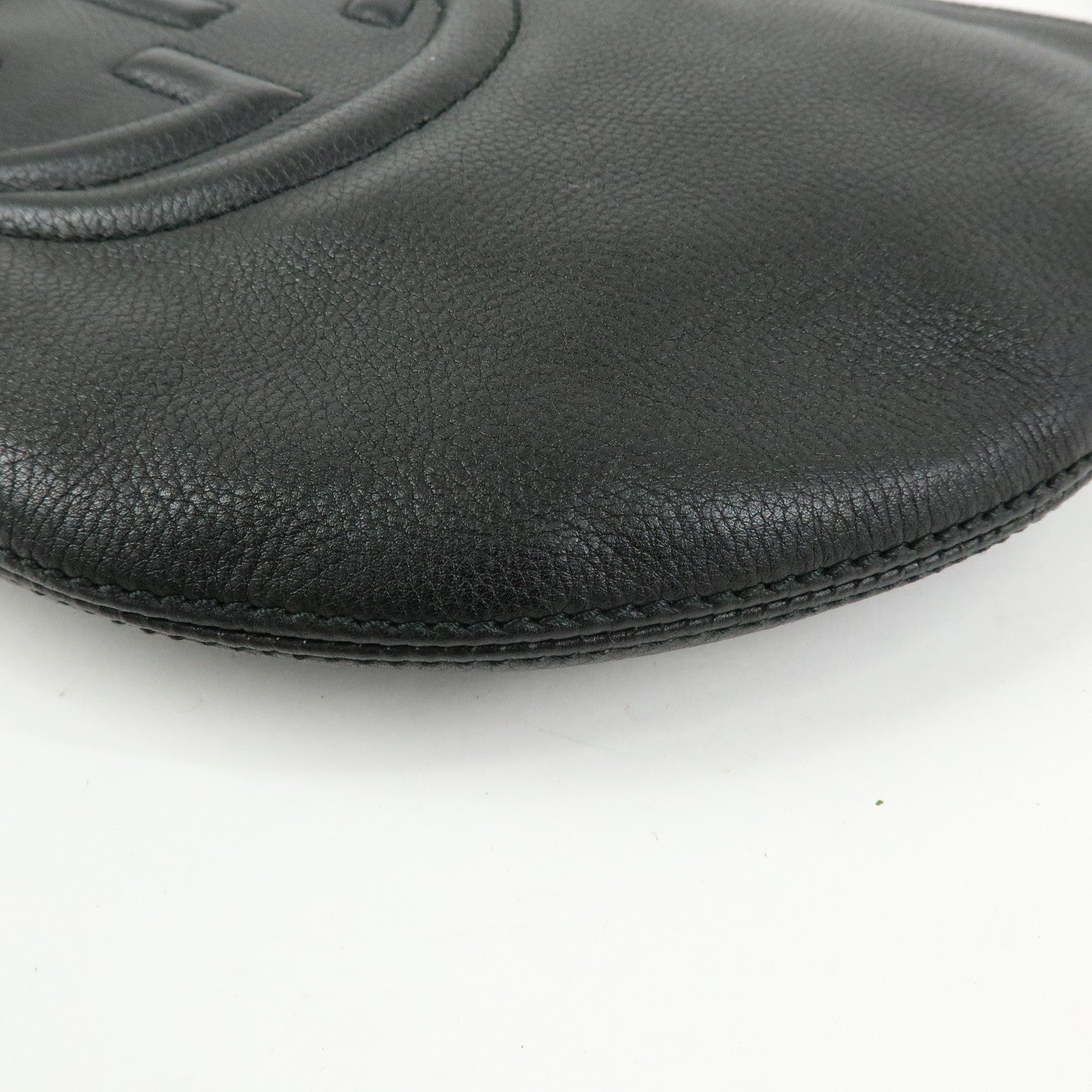 GUCCI SOHO Interlocking G Leather Shoulder Bag Black 308361